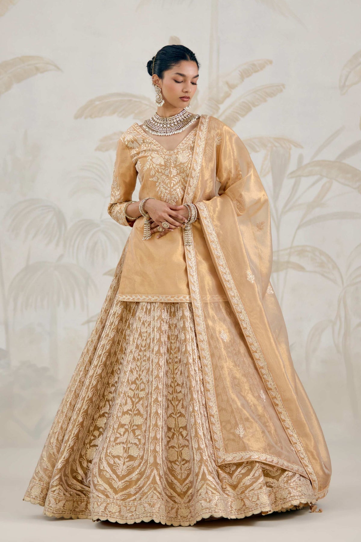 Gold Kurta-lehenga Set