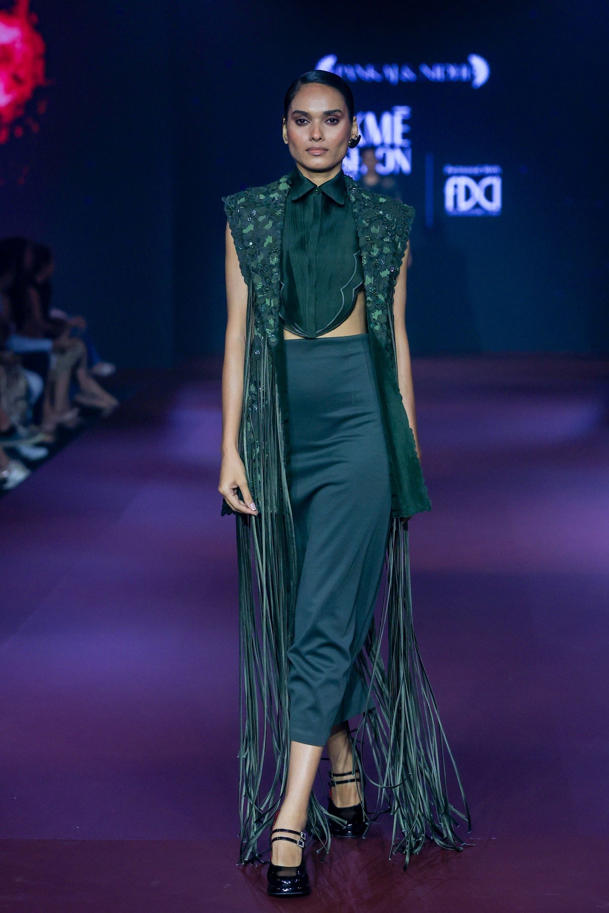 Lattice Fringed Jacket Set