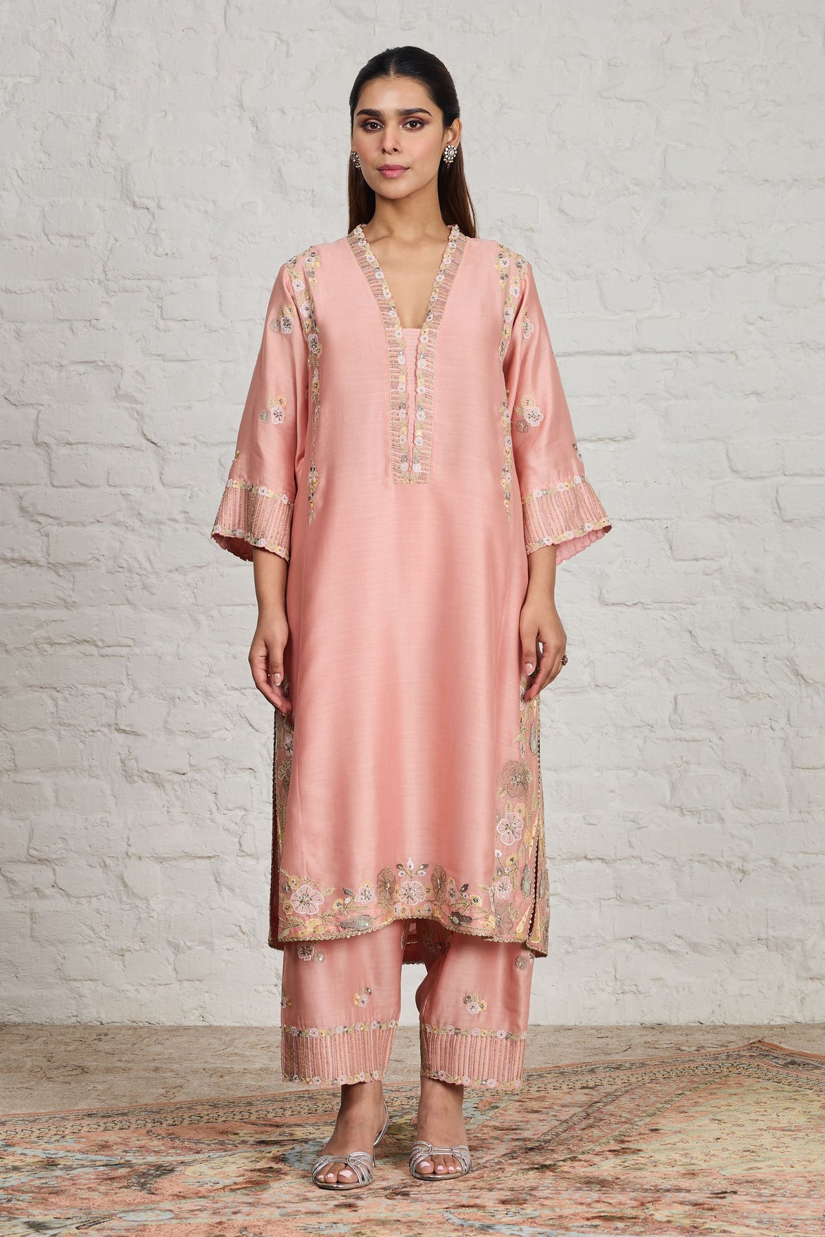 Fern Kurta Peach Pink Set