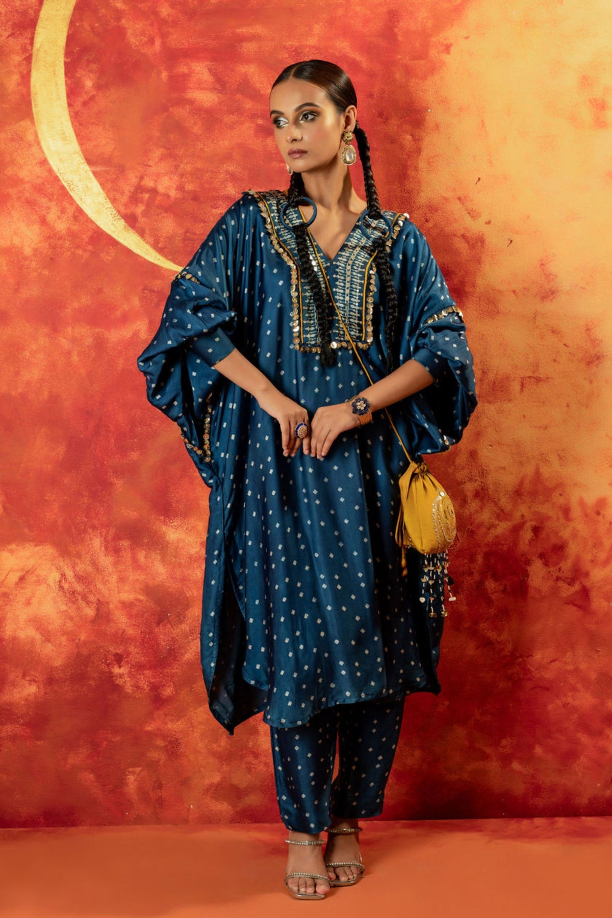 Hira Indigo Kaftan Set