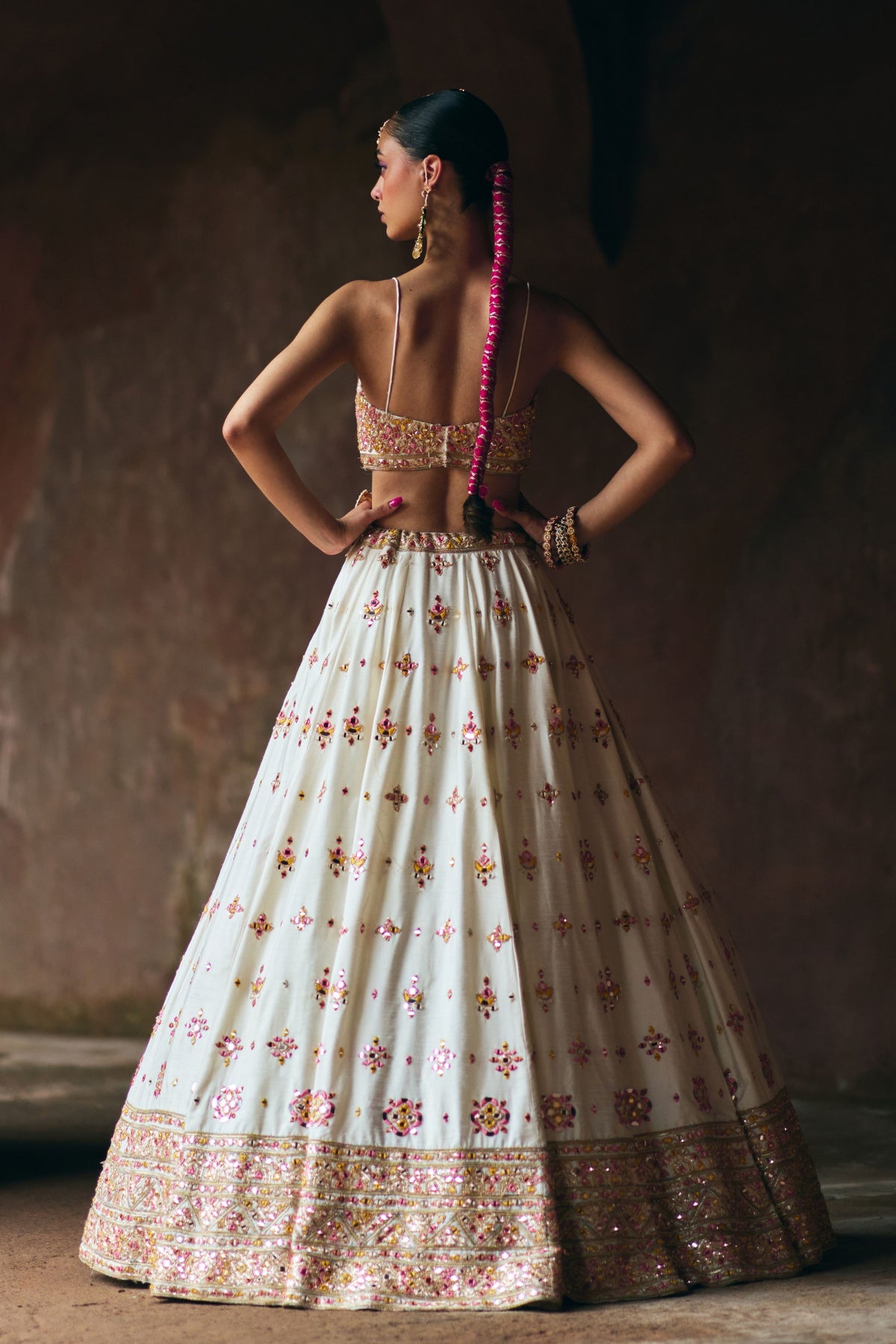 Ivory Raw Silk Lehenga Set