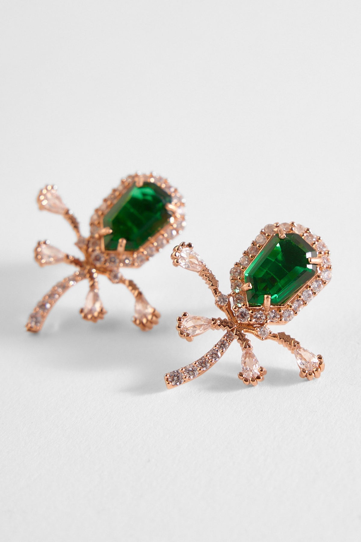 The Faena Mini Stud Earrings in Emerald Green