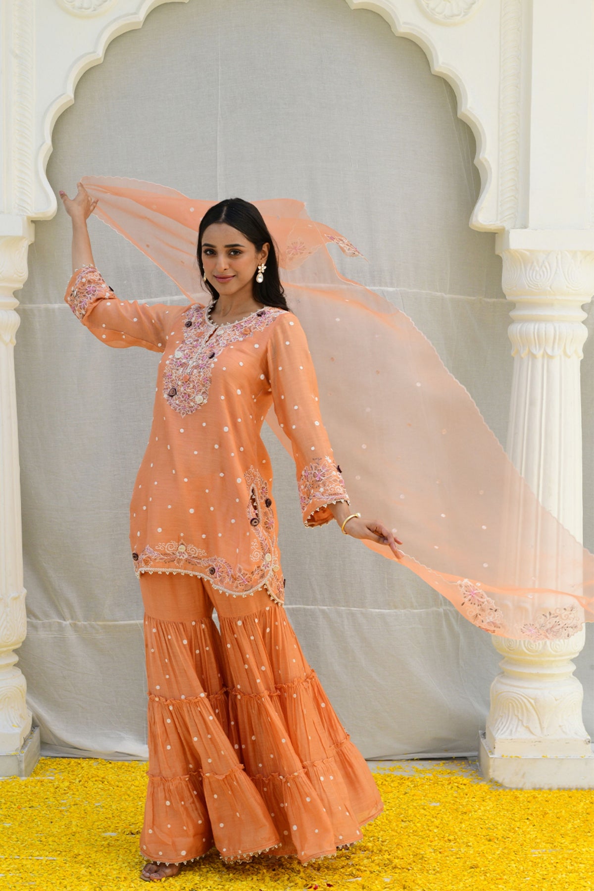 Peach Reef Light Sharara set