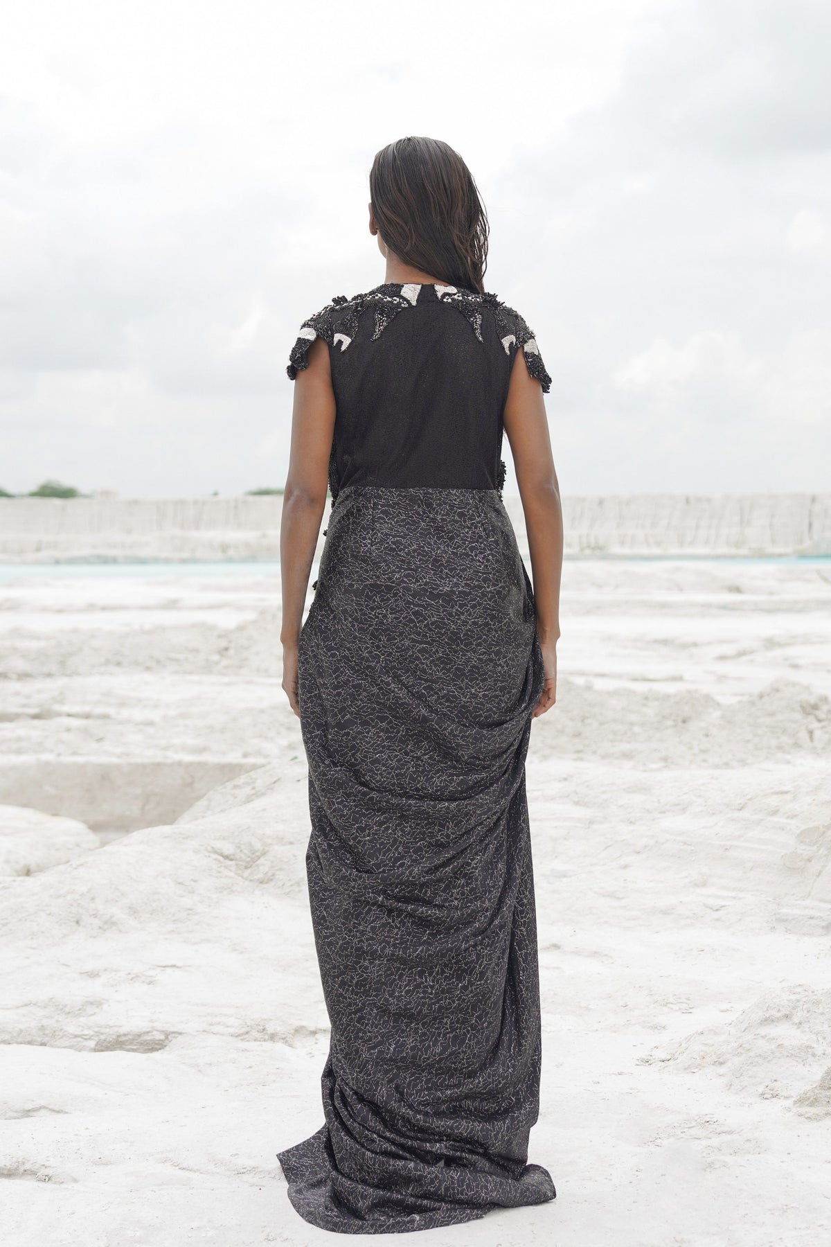 Black Ethnowave Gown