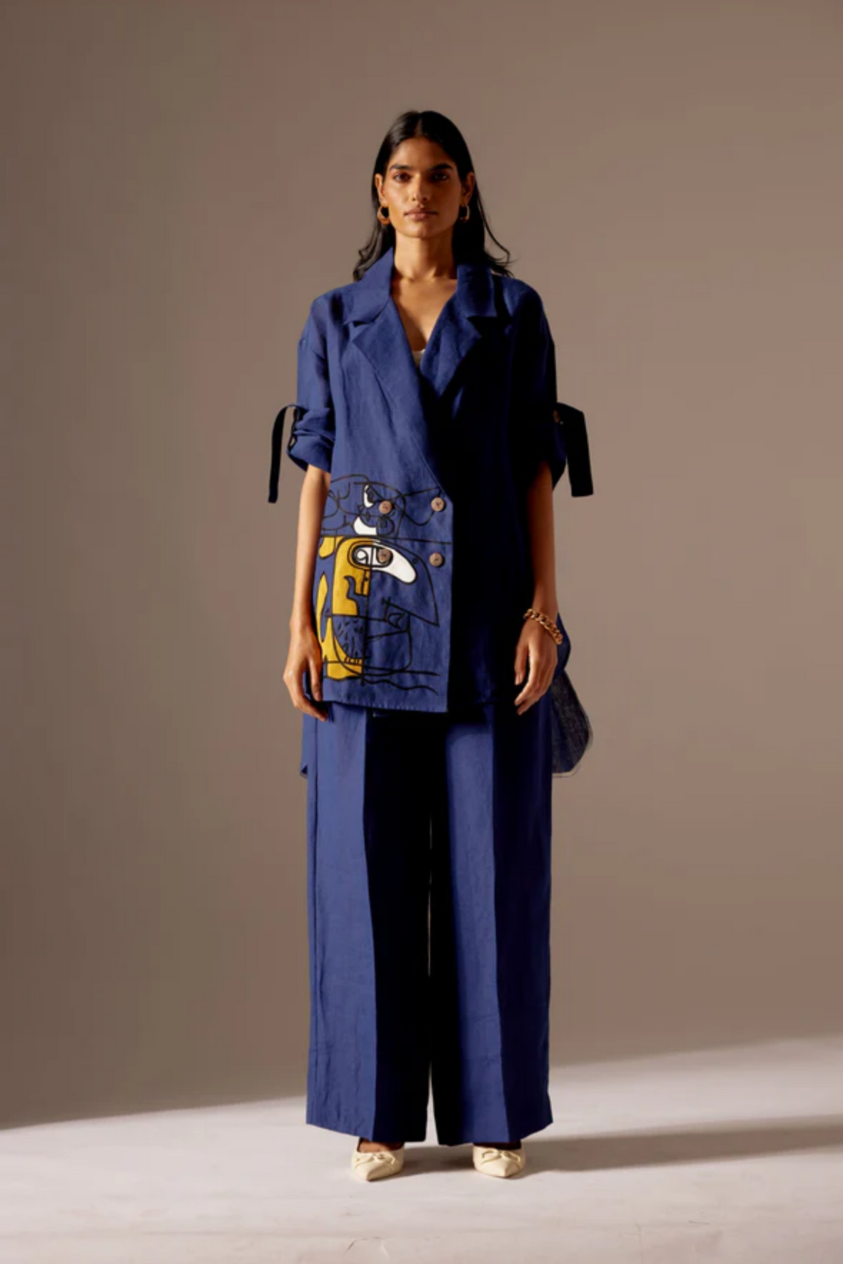 Blue Oversized Jacket Set