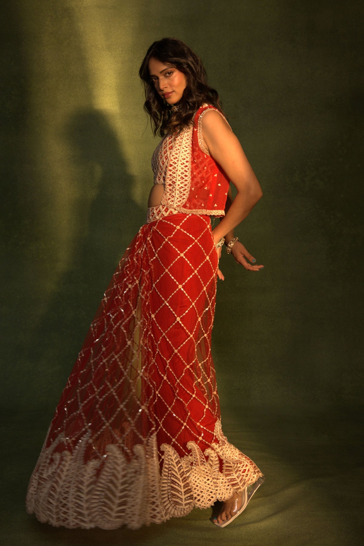 Red Skirt Set