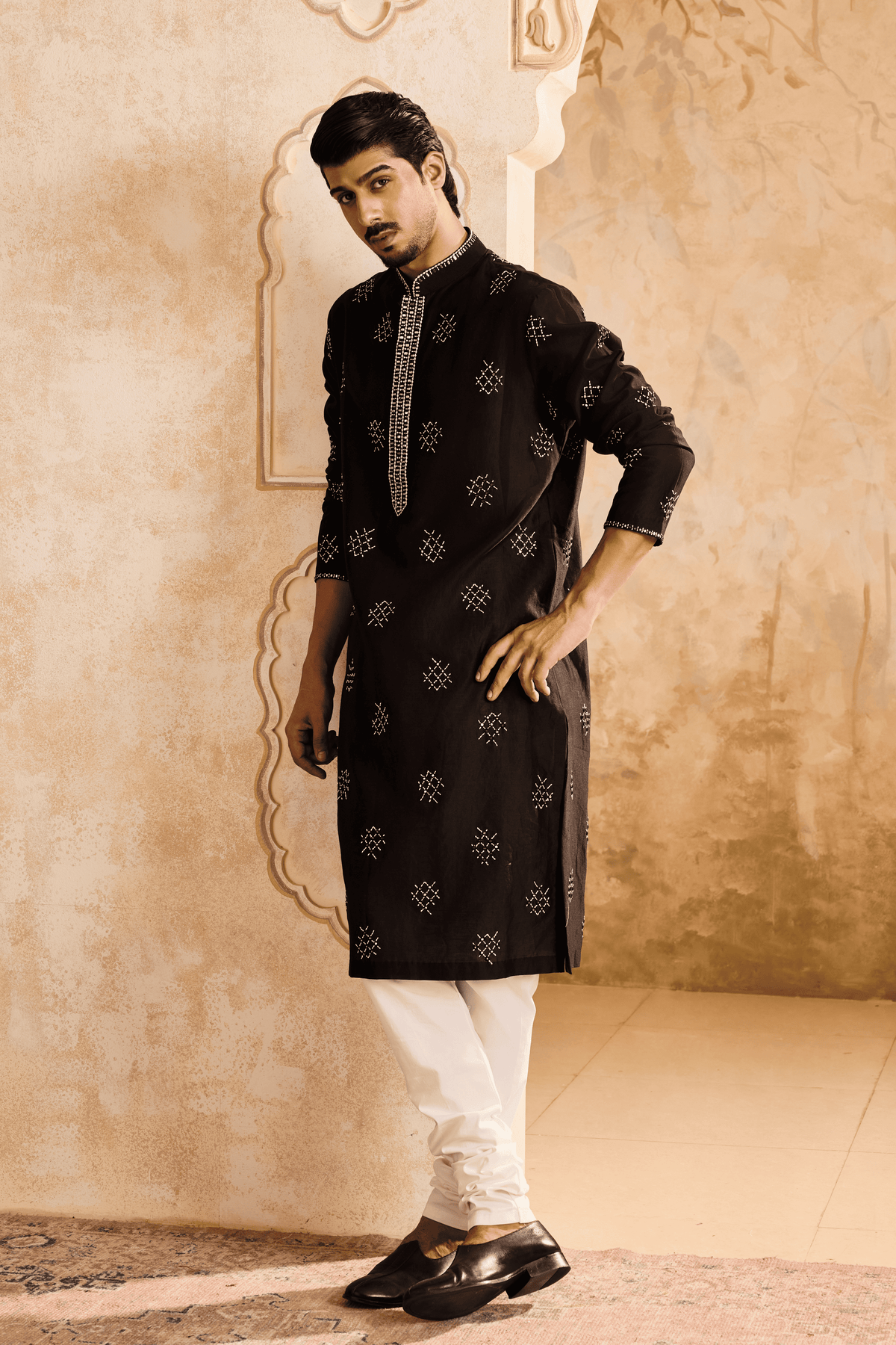 Embroidered Black Kurta Set