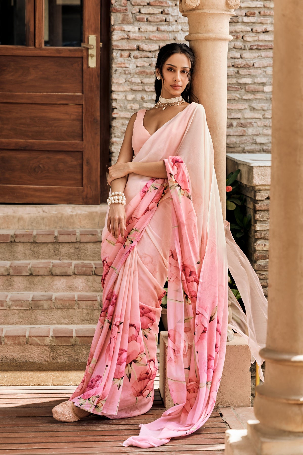 Monica Blossom Pink Ombre Saree