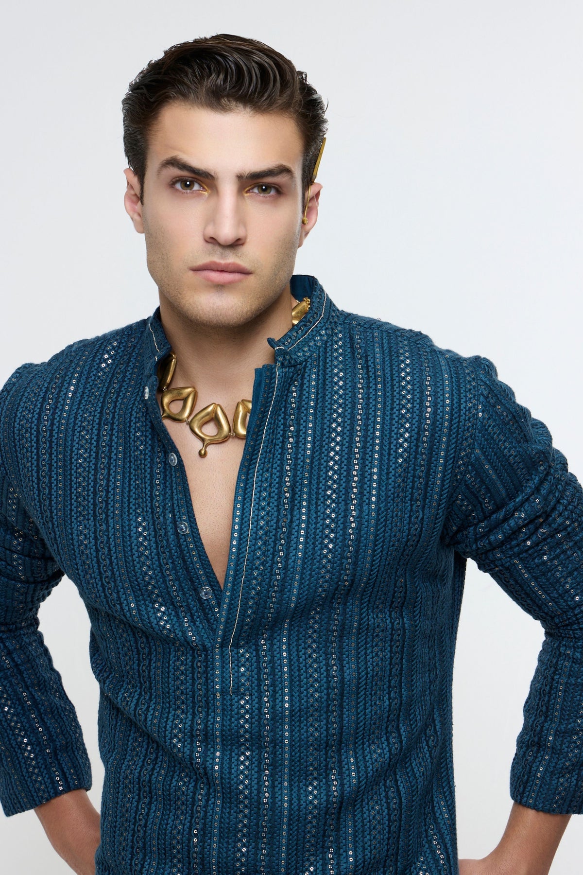 Zayan Blue Lucknowi Kurta Set