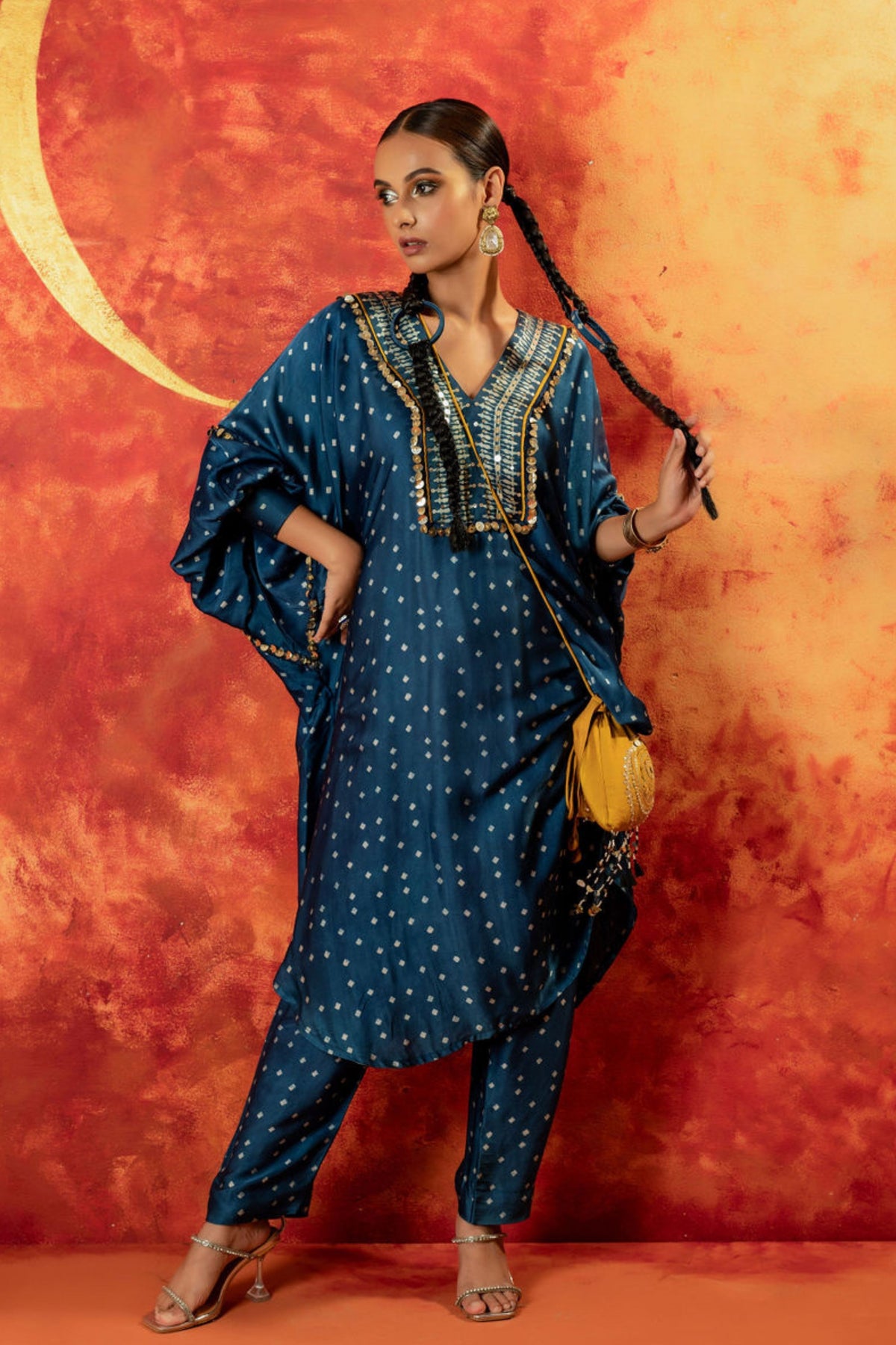 Hira Indigo Kaftan Set