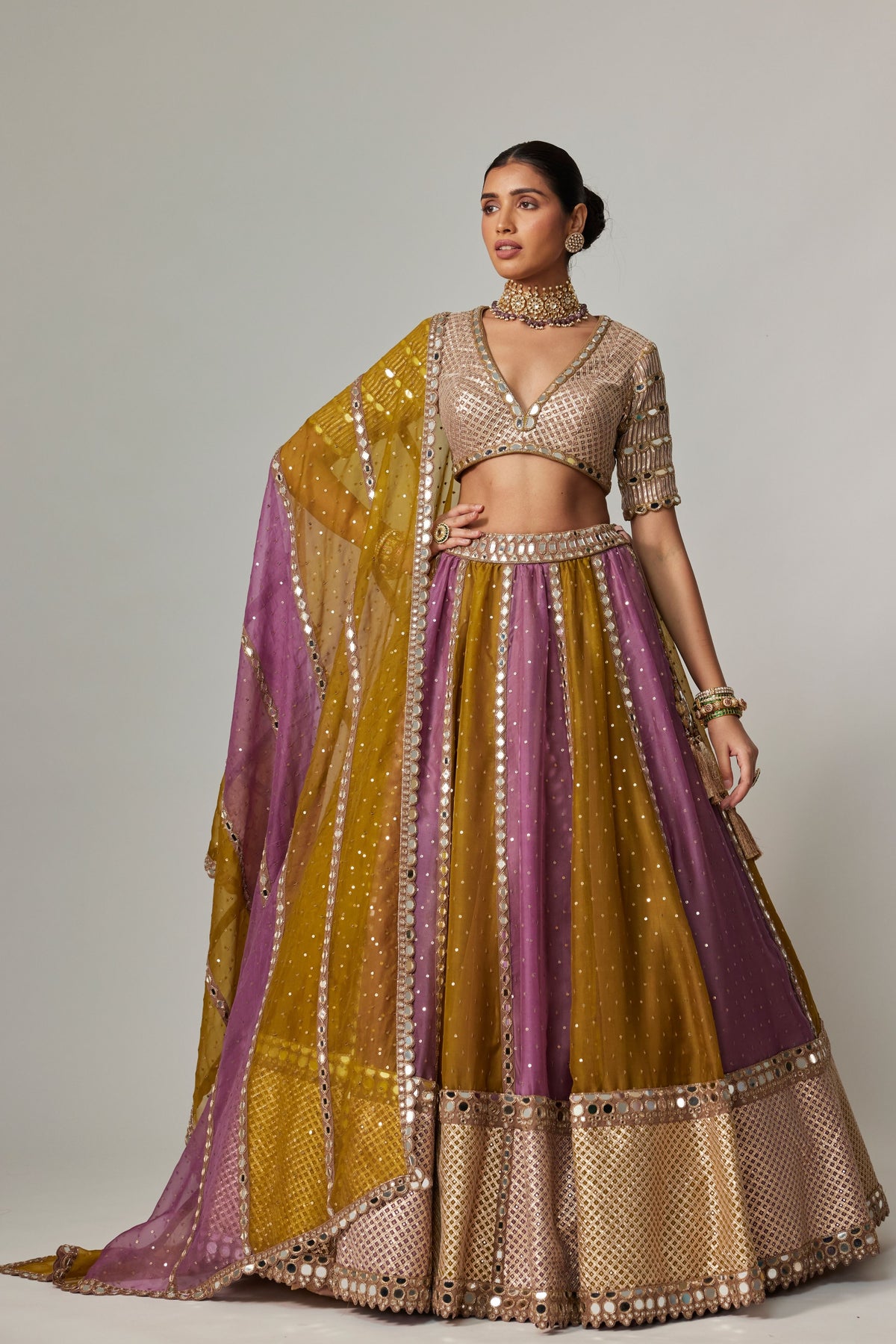 Green Multicolor Lehenga Set