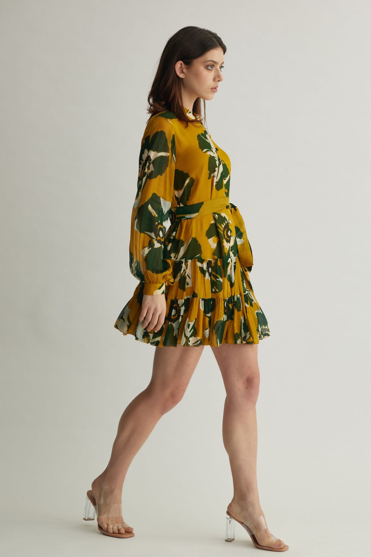 Green Floral Short Dress