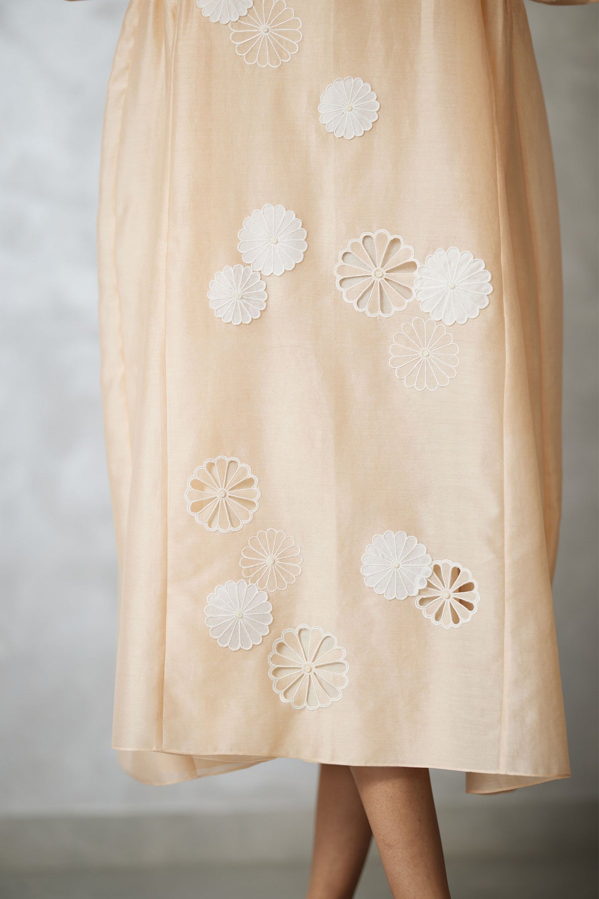 Side Gathered Beige Dress