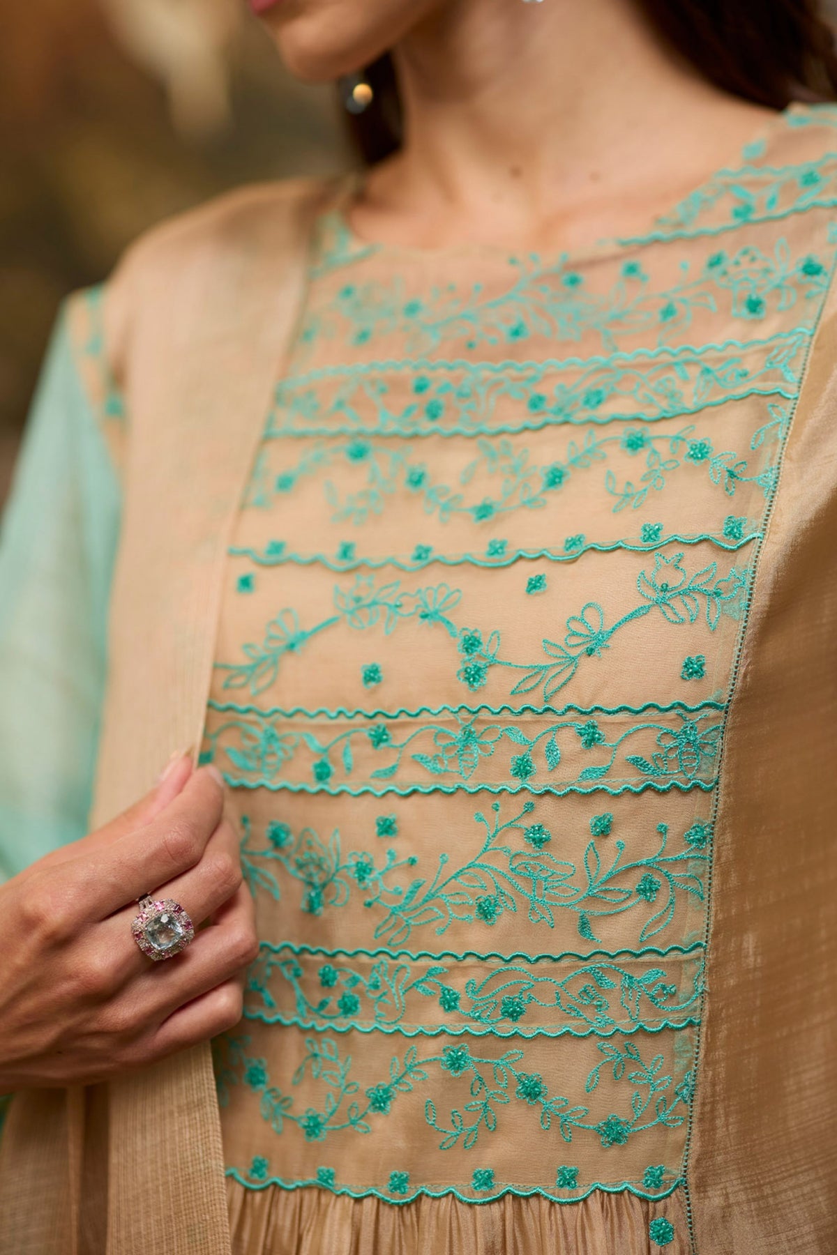 Woodland Stories Embroidered Beige Kurta Set