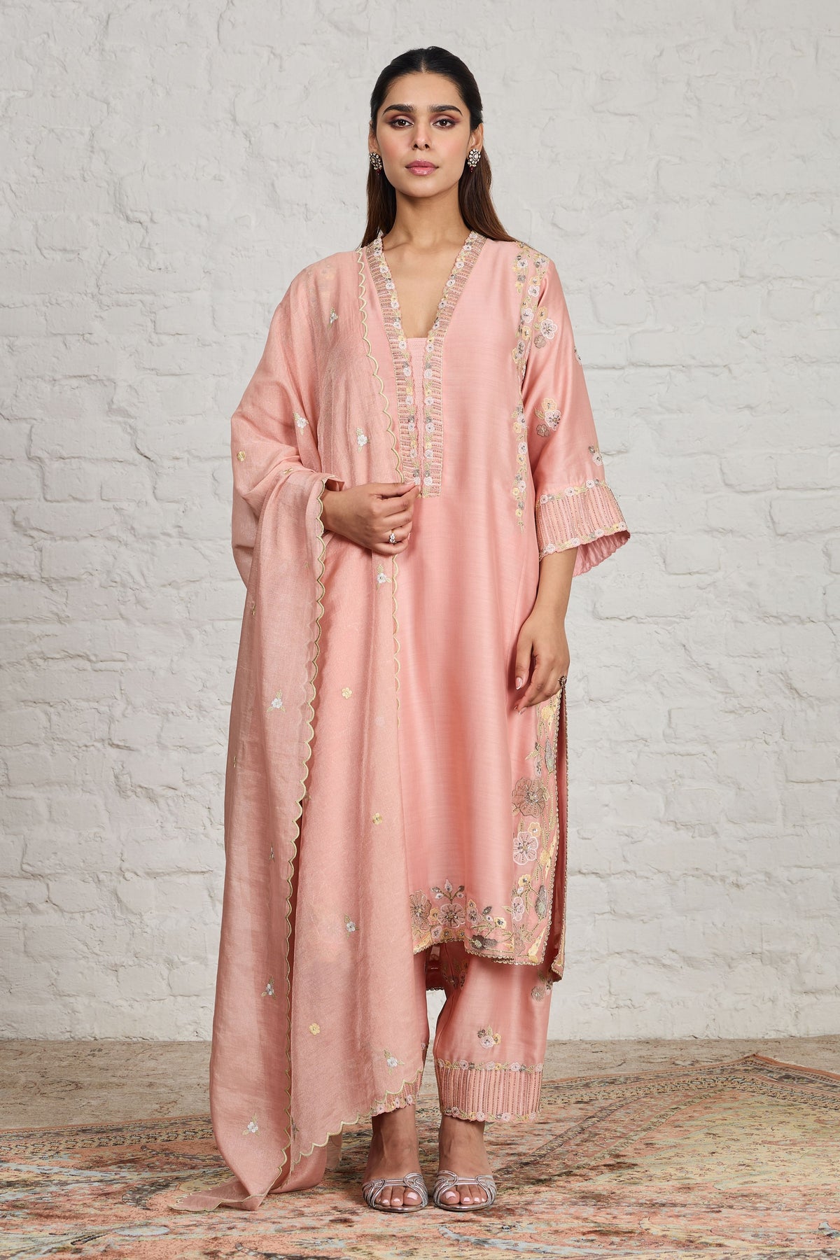 Fern Kurta Peach Pink Set