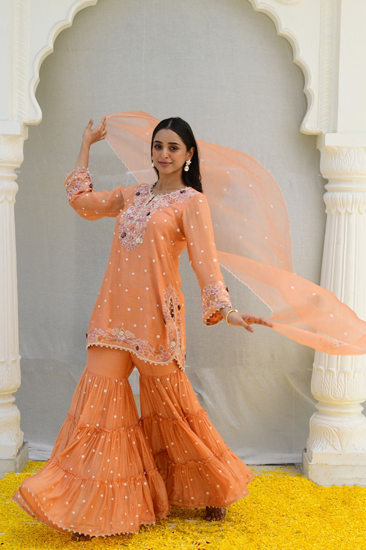 Peach Reef Light Sharara set