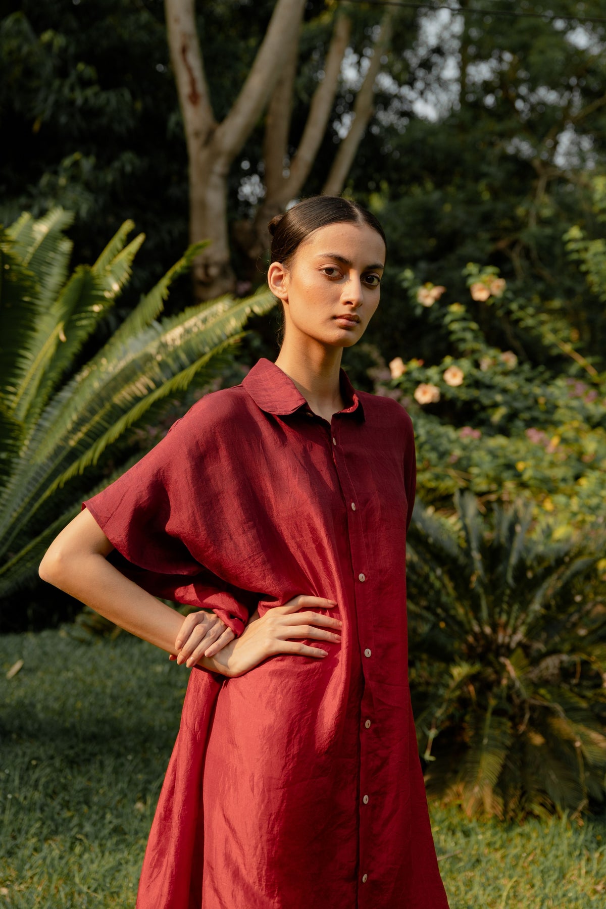 Red Ombre Shirt Dress
