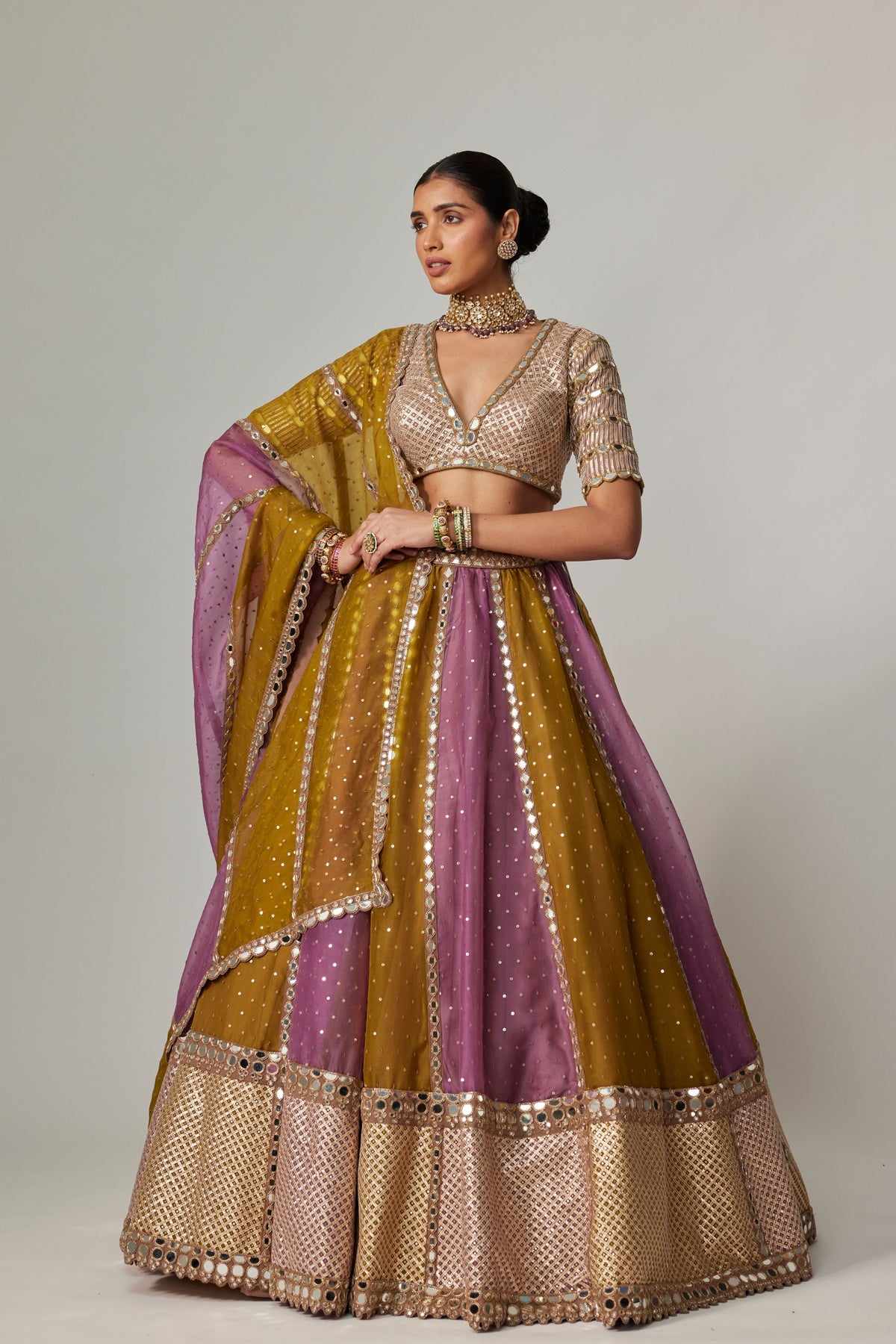 Green Multicolor Lehenga Set