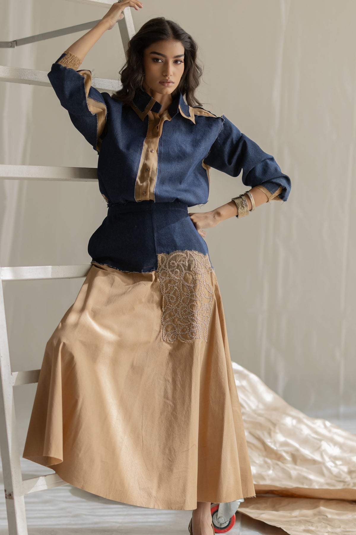 Two Patch Bias Skirt