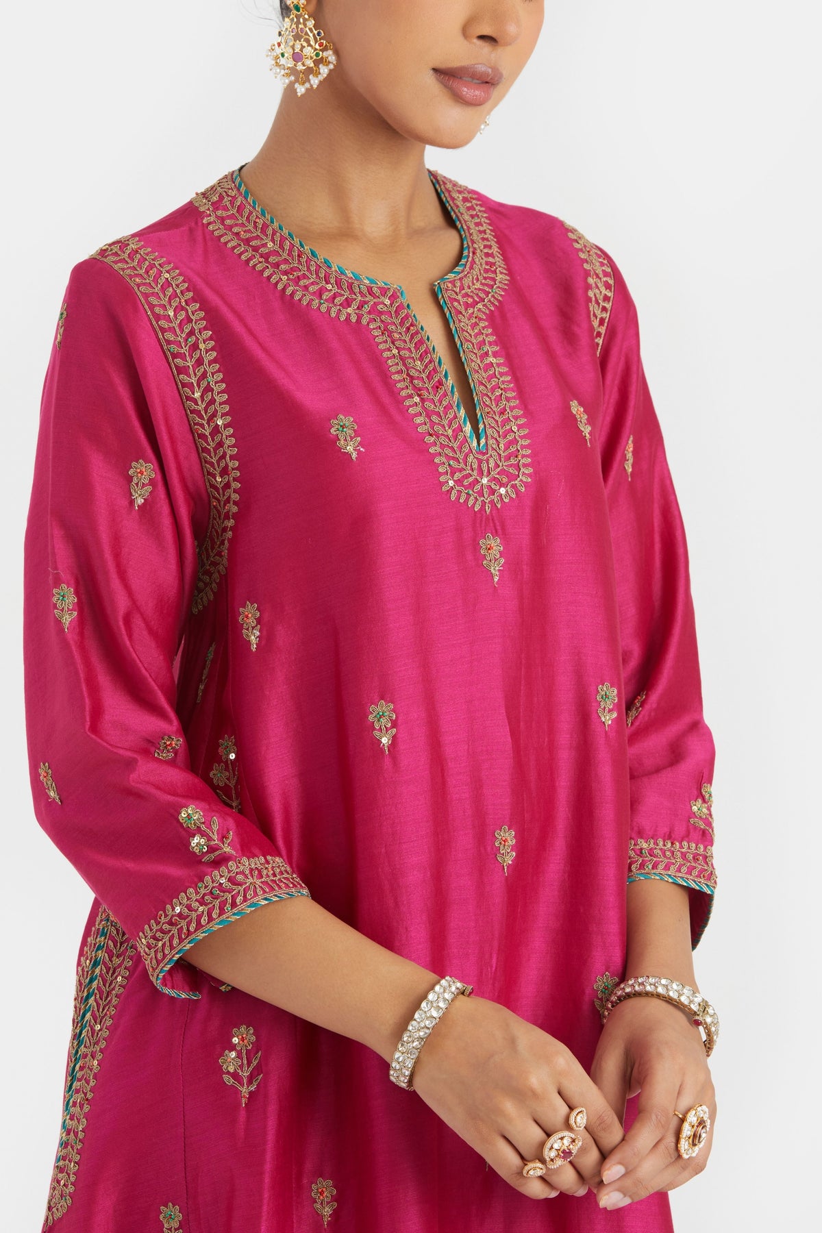 Fuchsia A-line Kurta Set