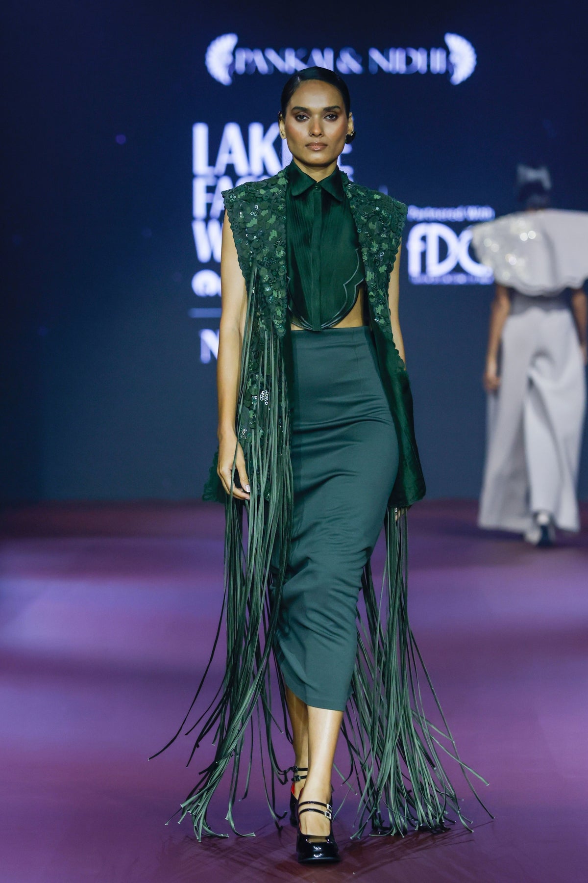 Lattice Fringed Jacket Set