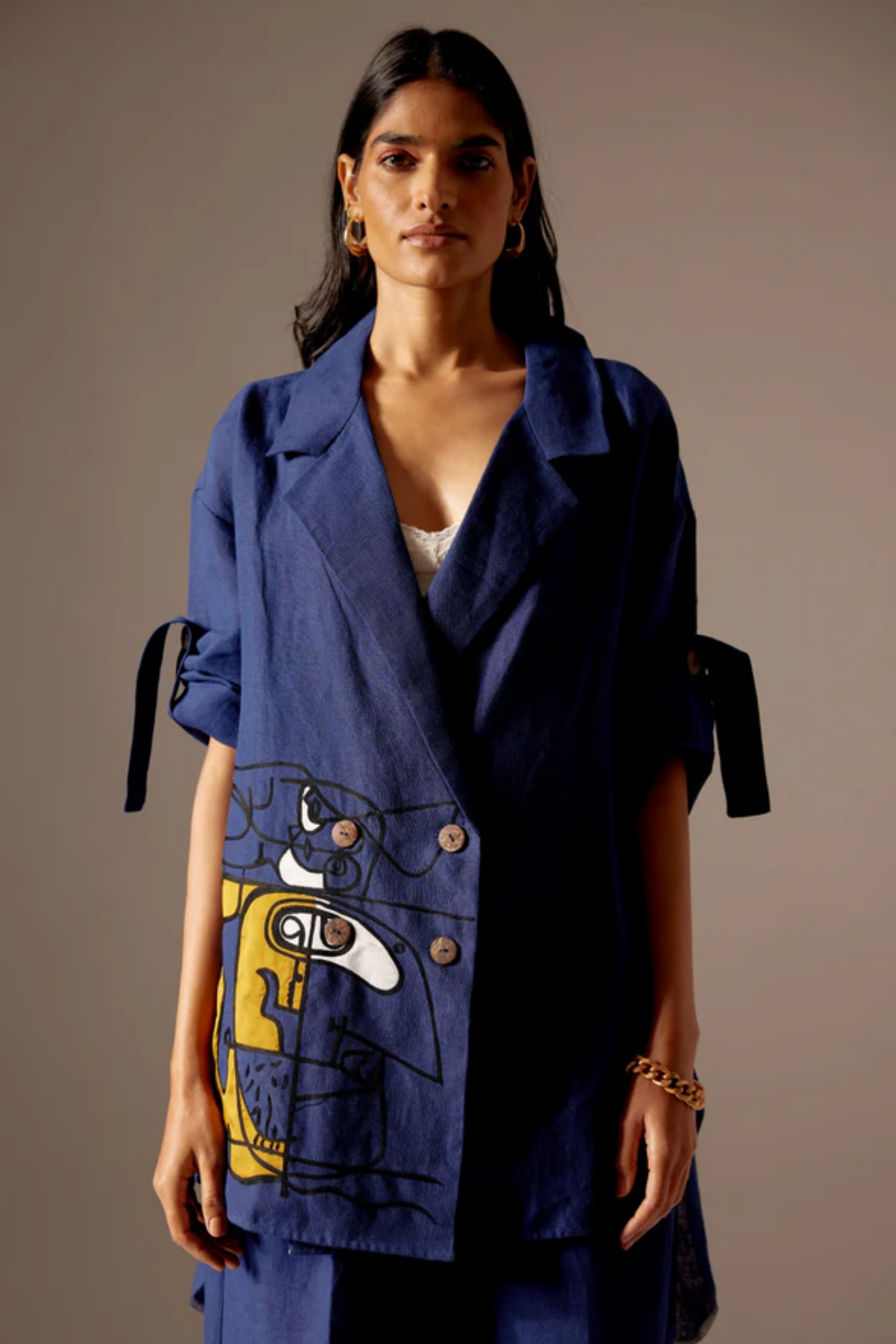Blue Oversized Jacket Set