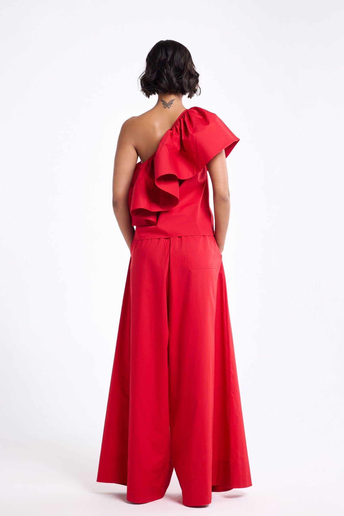 Red Ruffle Top With Pants