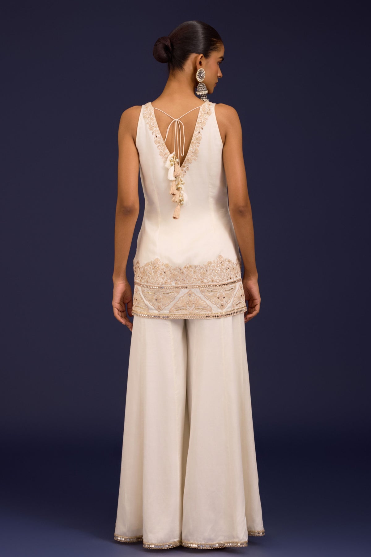 Ivory Embroidered Sharara Set