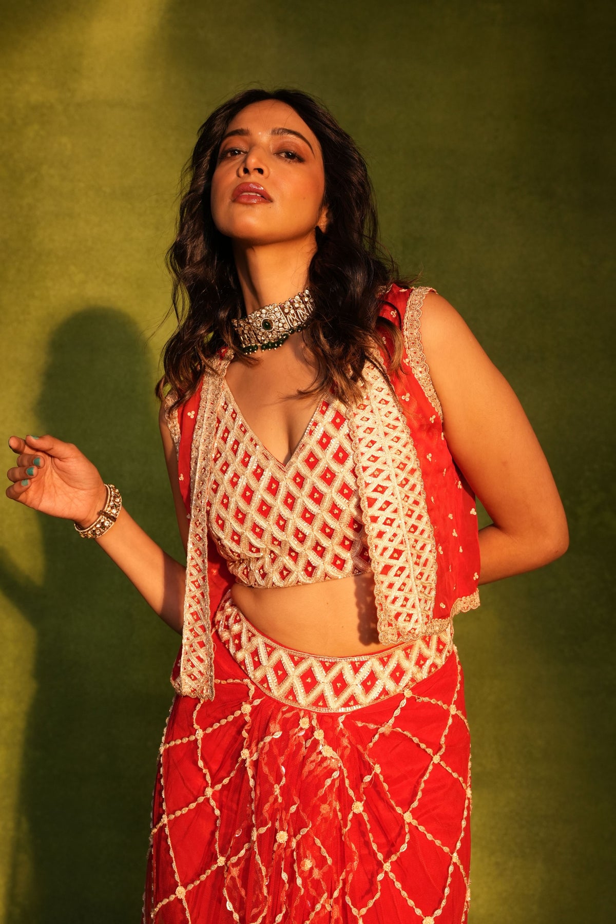 Red Skirt Set