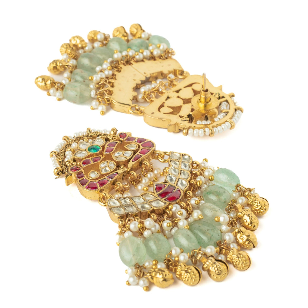 Green Womens Synthetic Stone Earrings