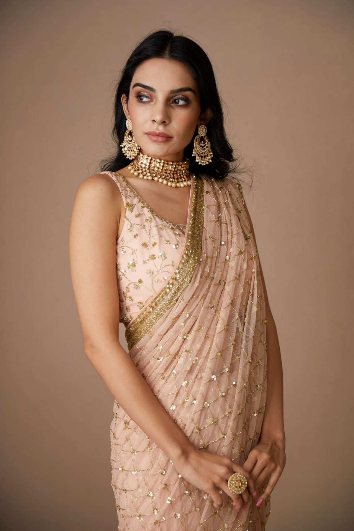 Blush Pink Saree Set