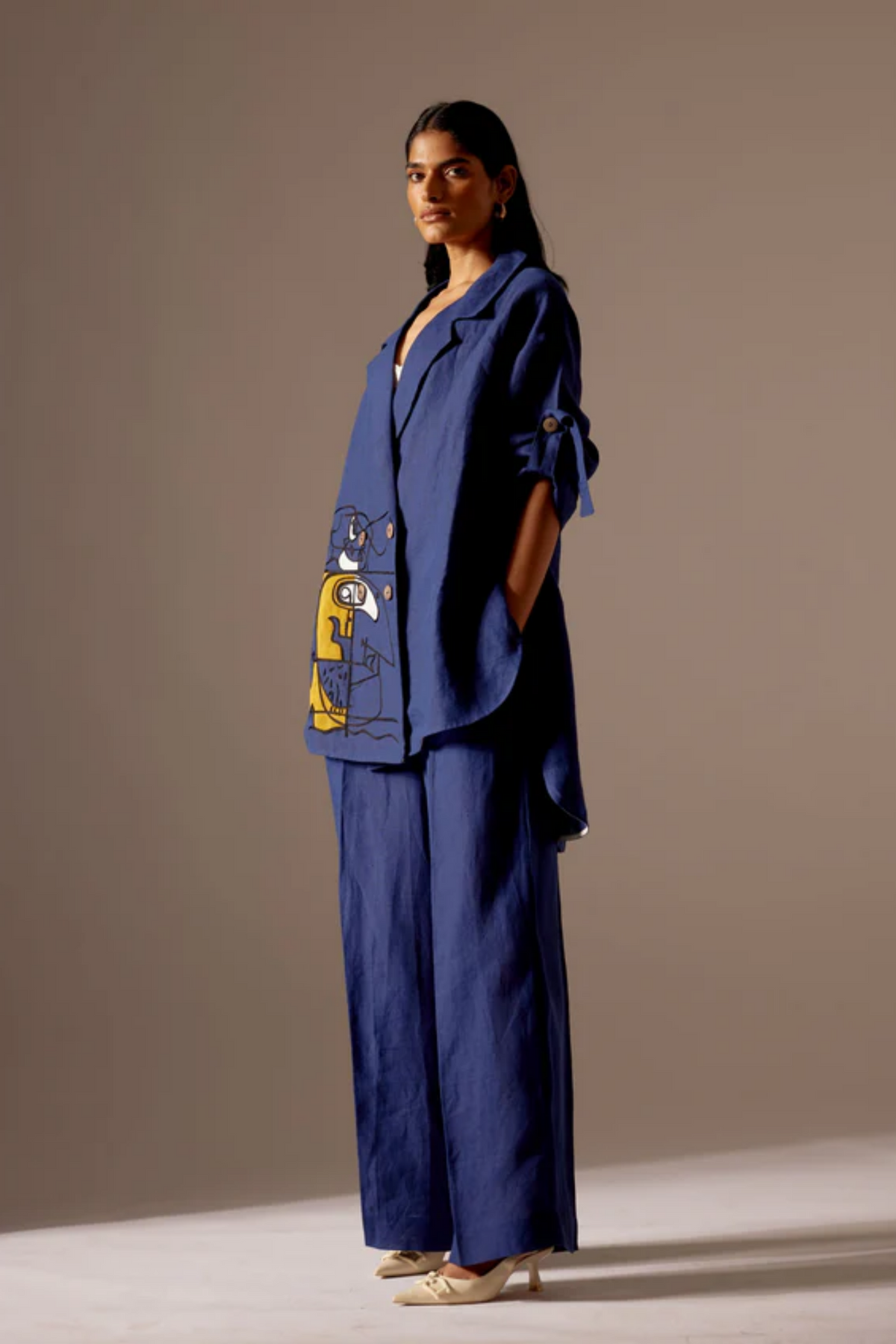 Blue Oversized Jacket Set