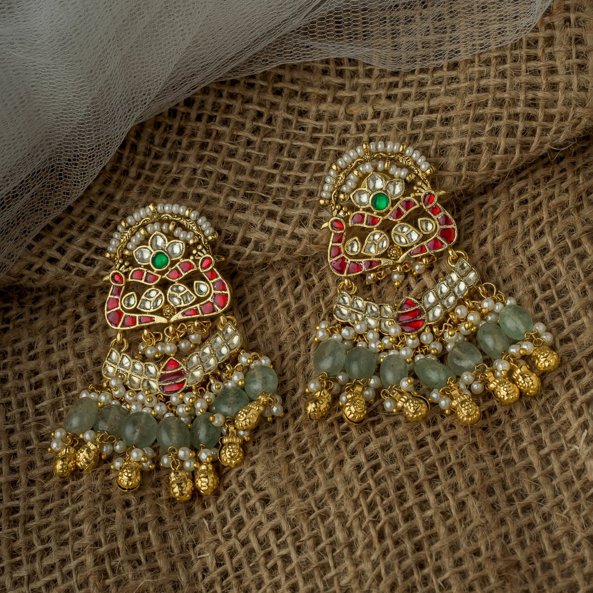 Green Womens Synthetic Stone Earrings