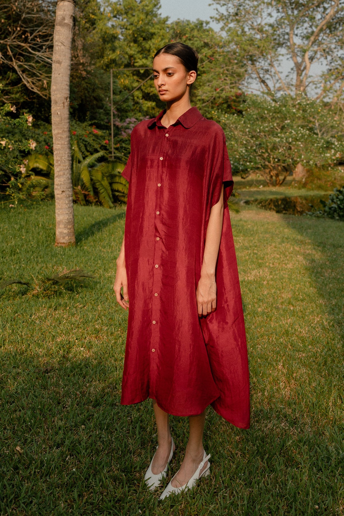 Red Ombre Shirt Dress
