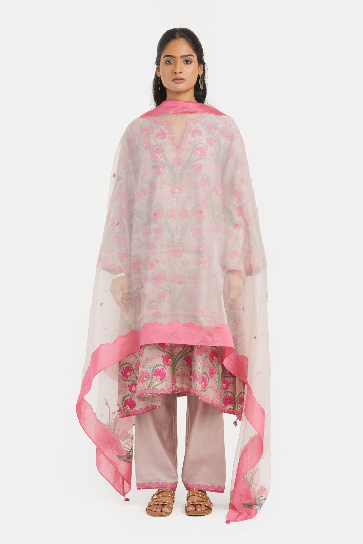 Lilac Silk Chanderi Kurta Set