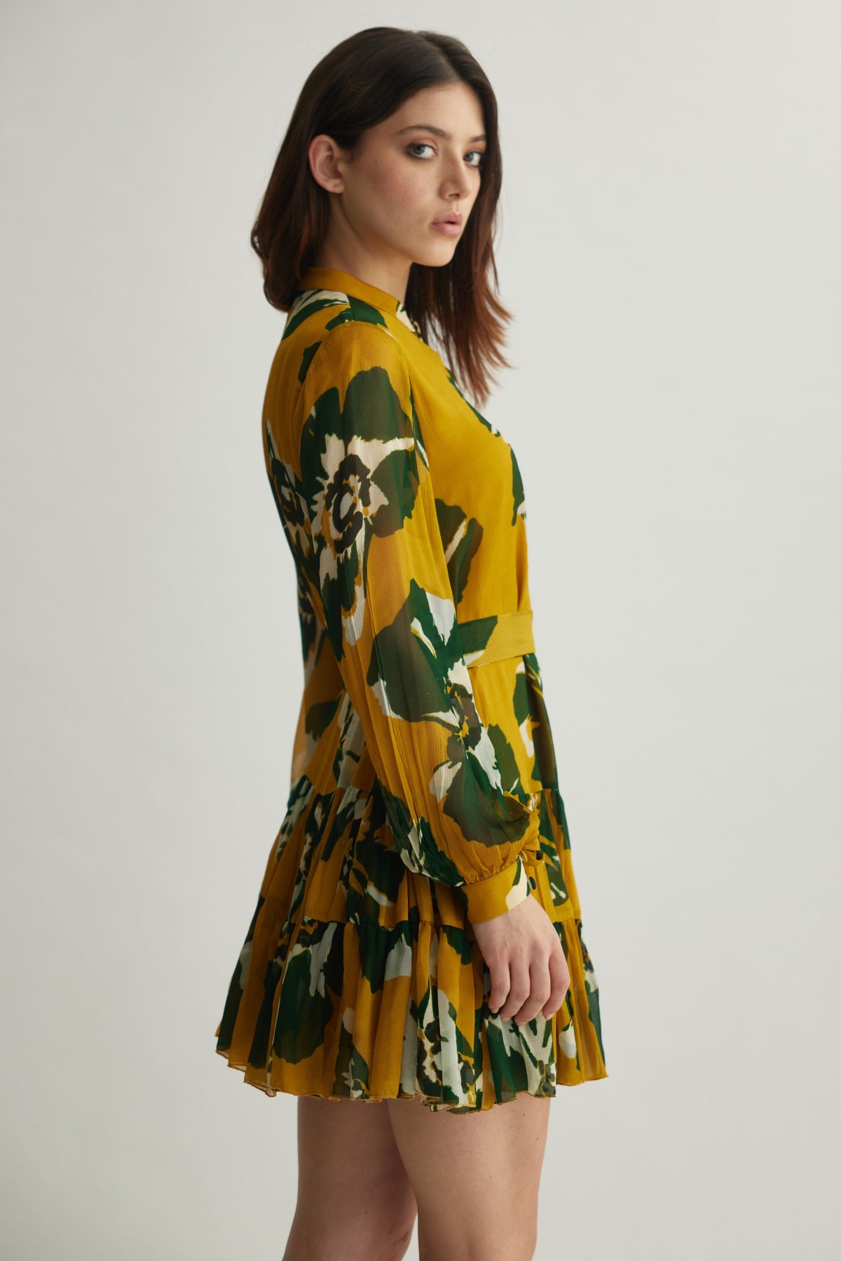 Green Floral Short Dress