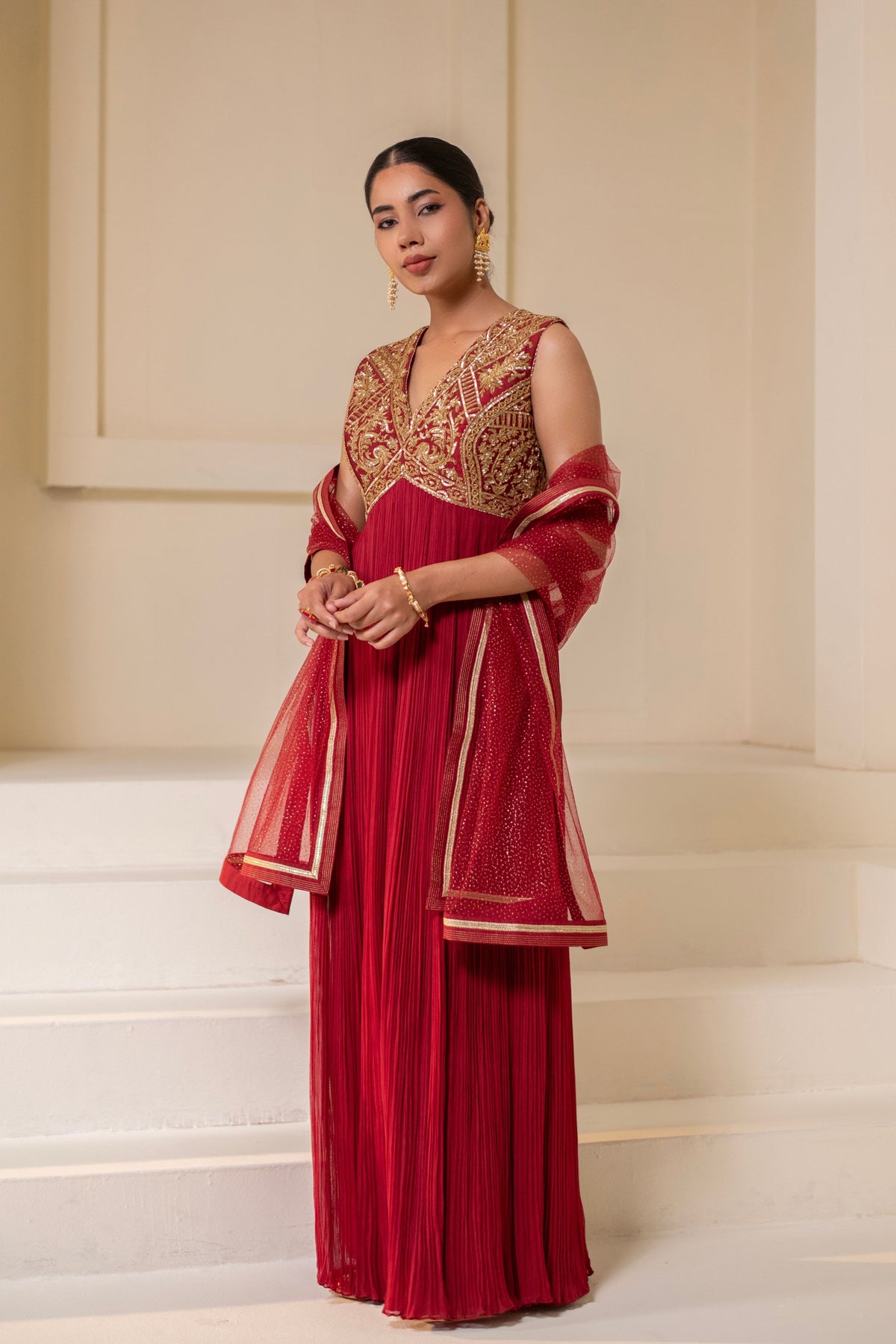 Maroon Wine  Embellished Anarkali