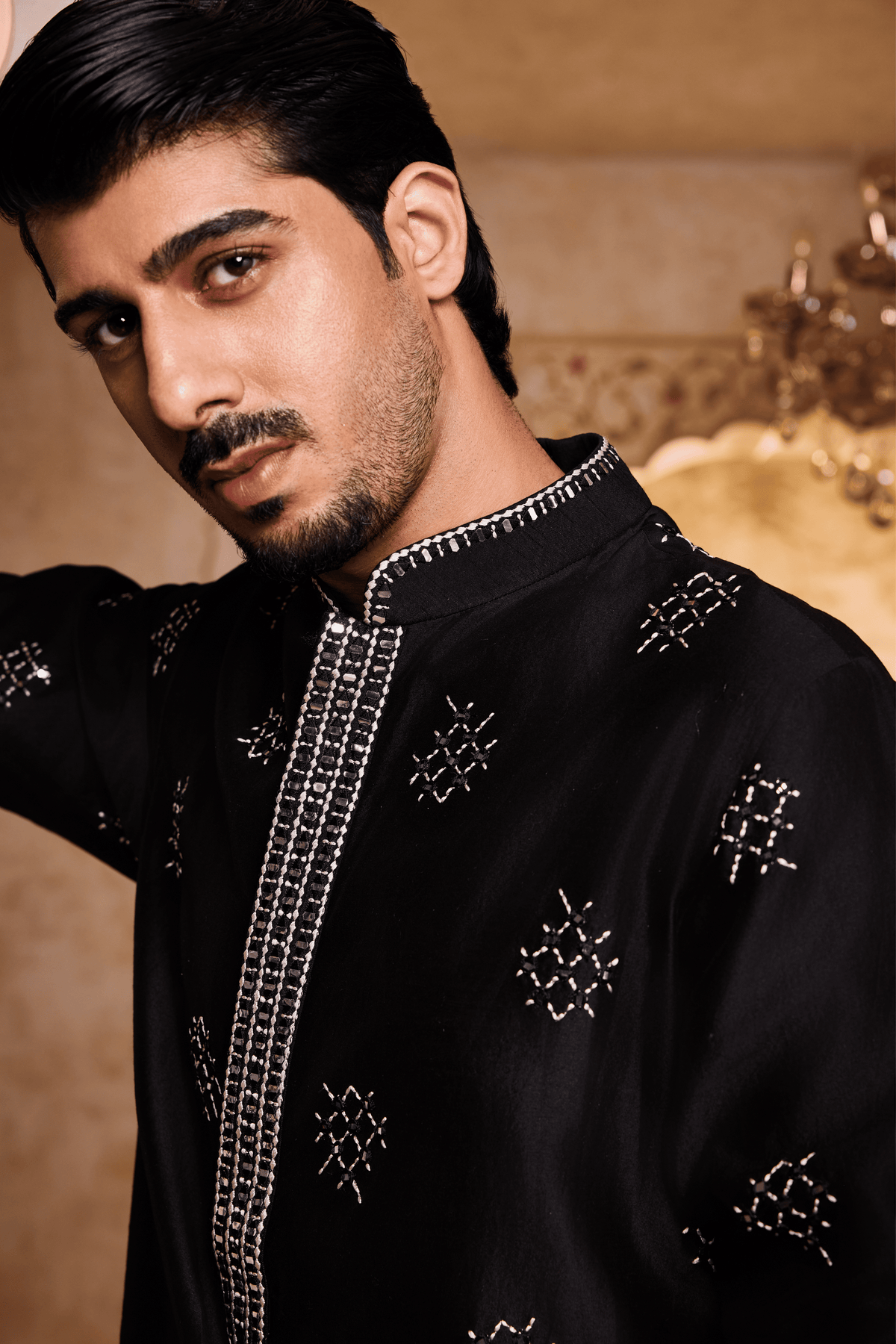 Embroidered Black Kurta Set