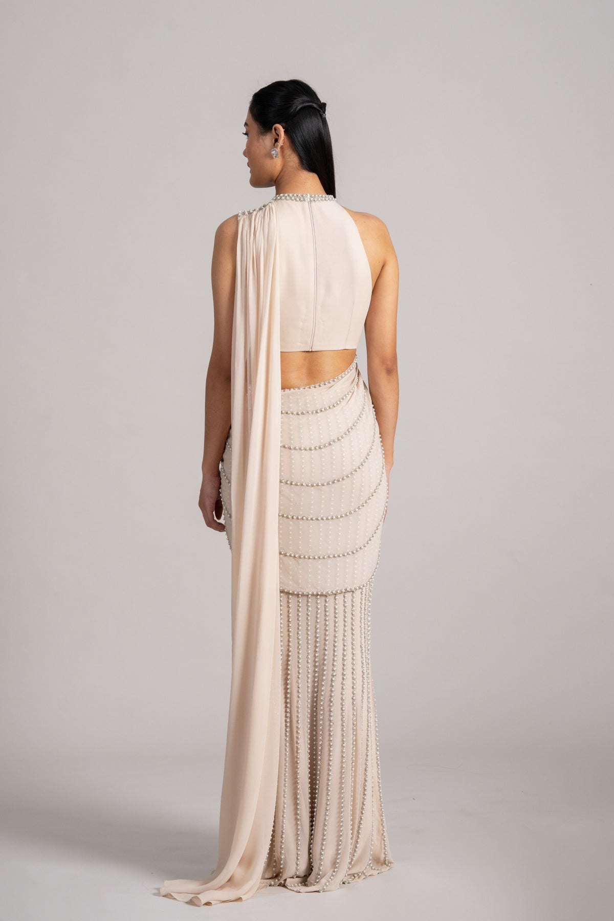 Cascade Draped Saree Set