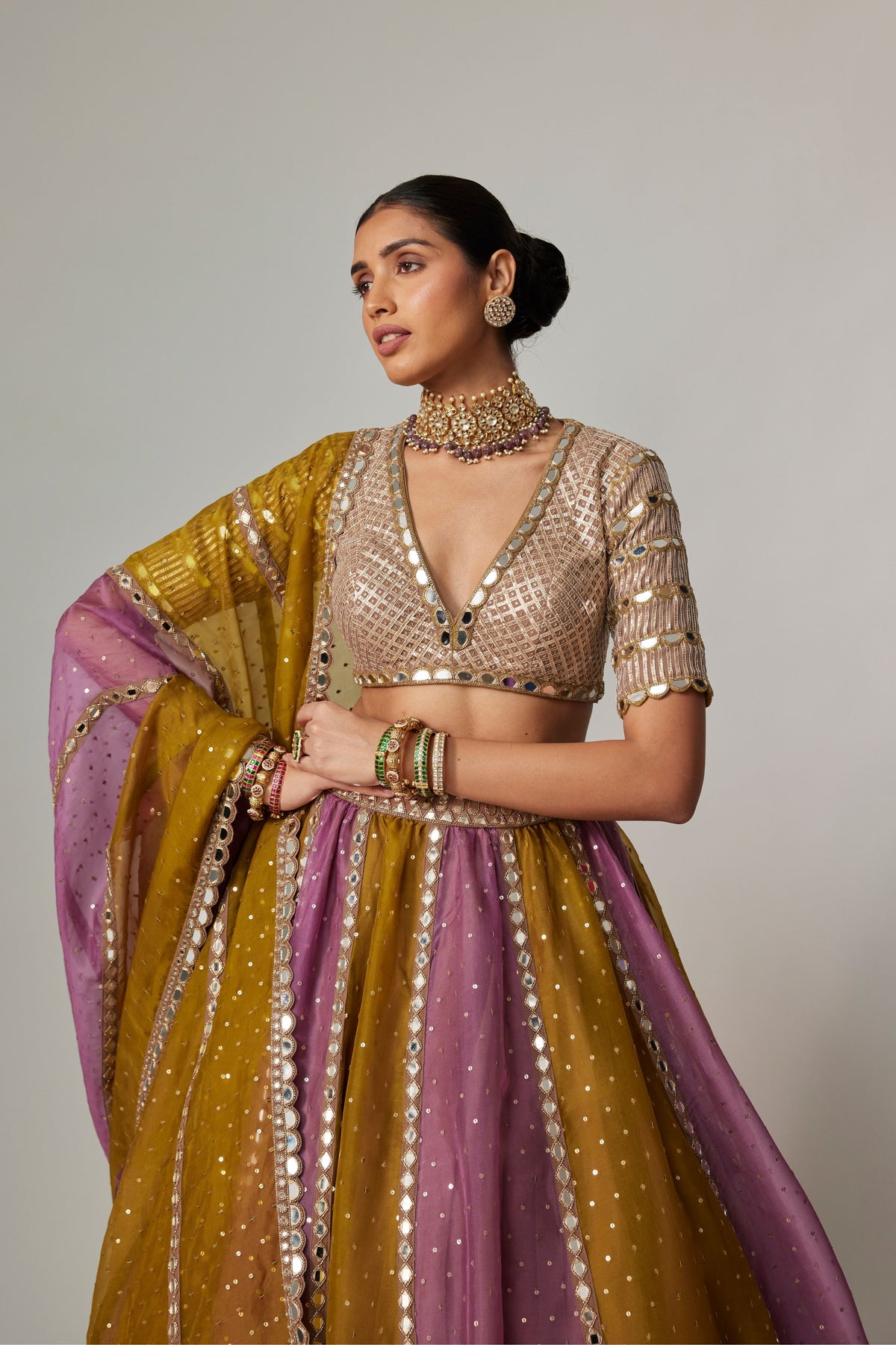 Green Multicolor Lehenga Set