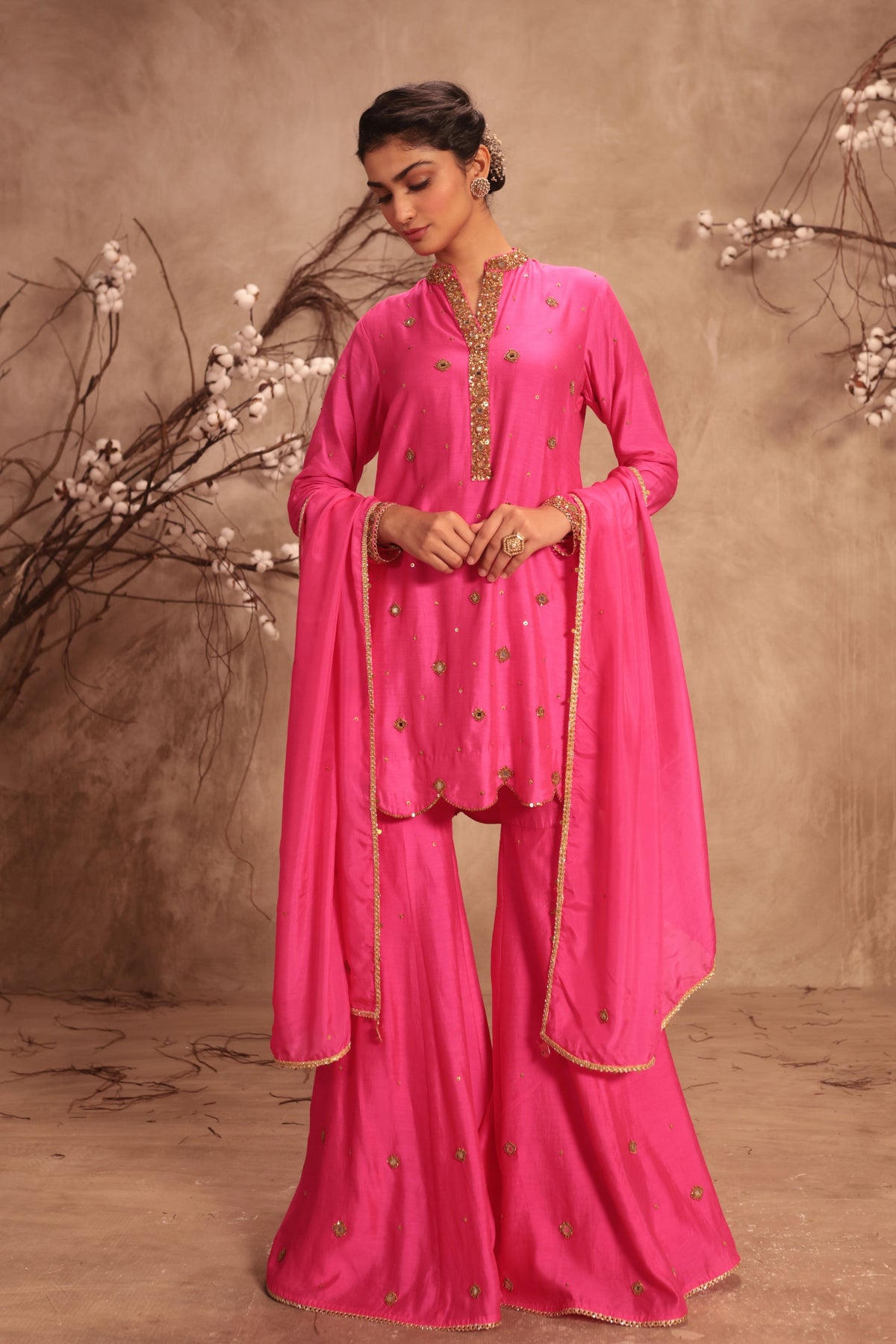 Hot Pink Sharara Set