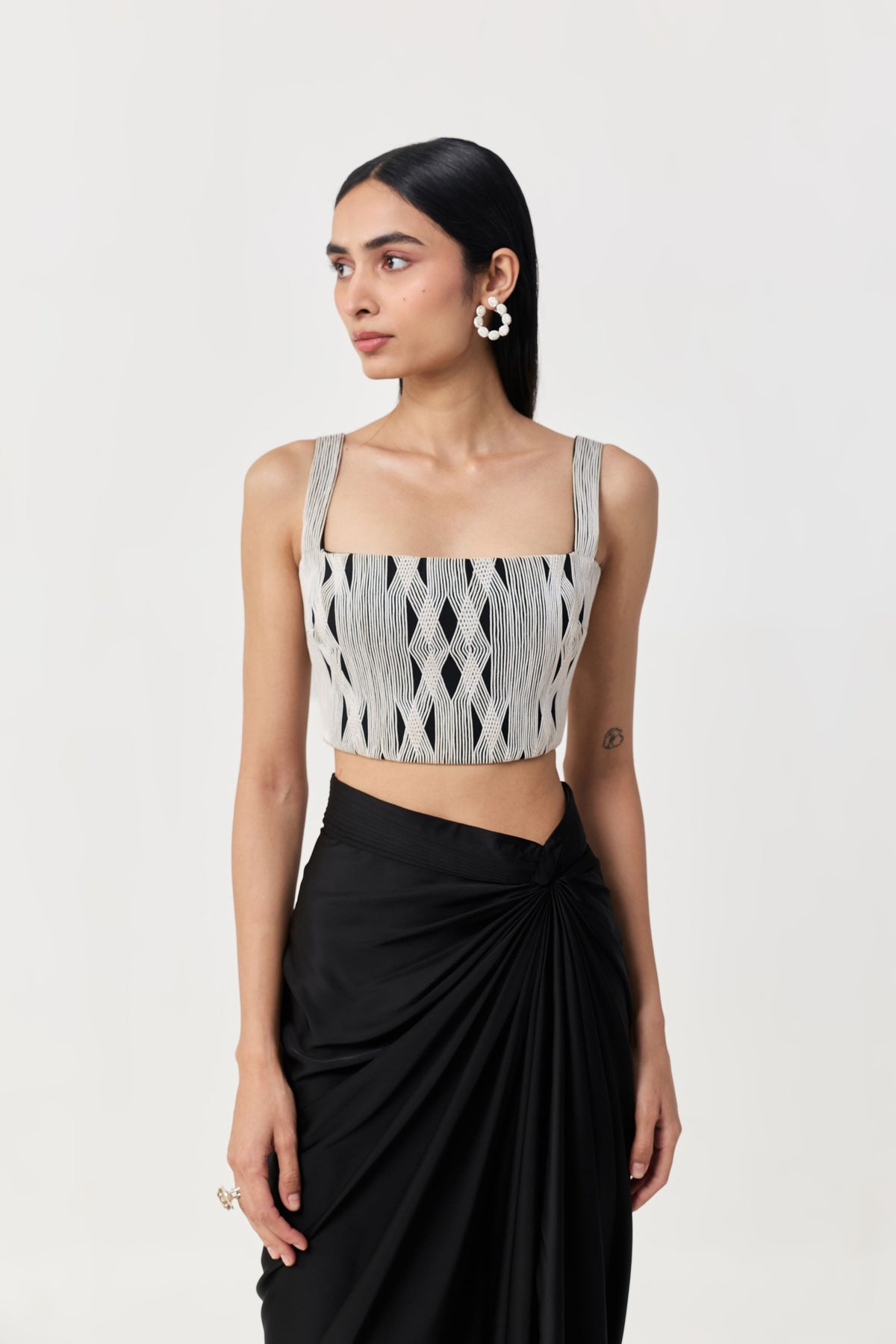 Entwined Corded Black And White Bustier Cape Set