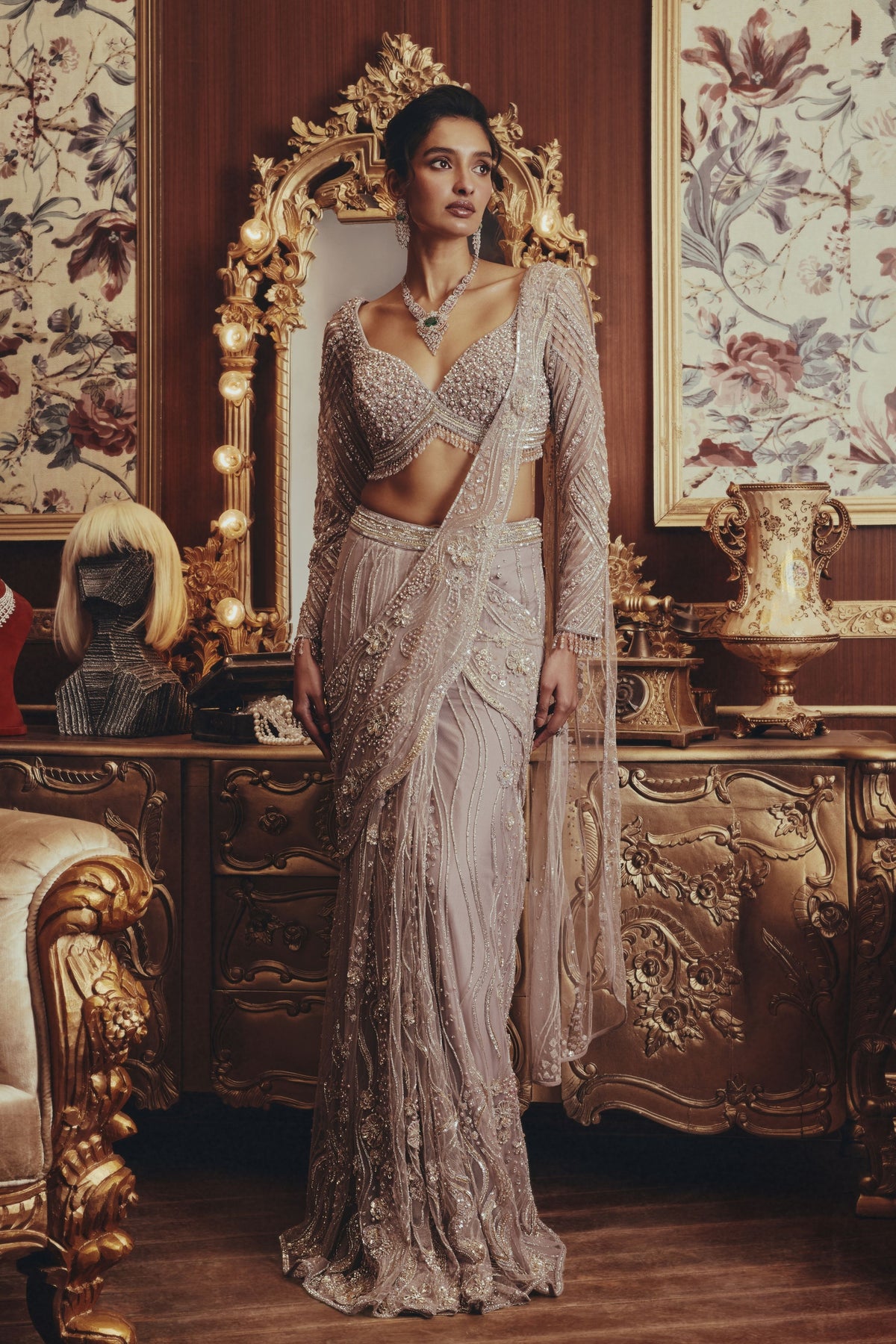 Ophelia Lilac Draped Saree Set
