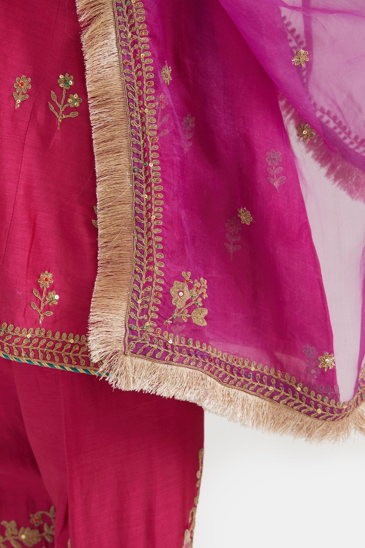 Fuchsia A-line Kurta Set