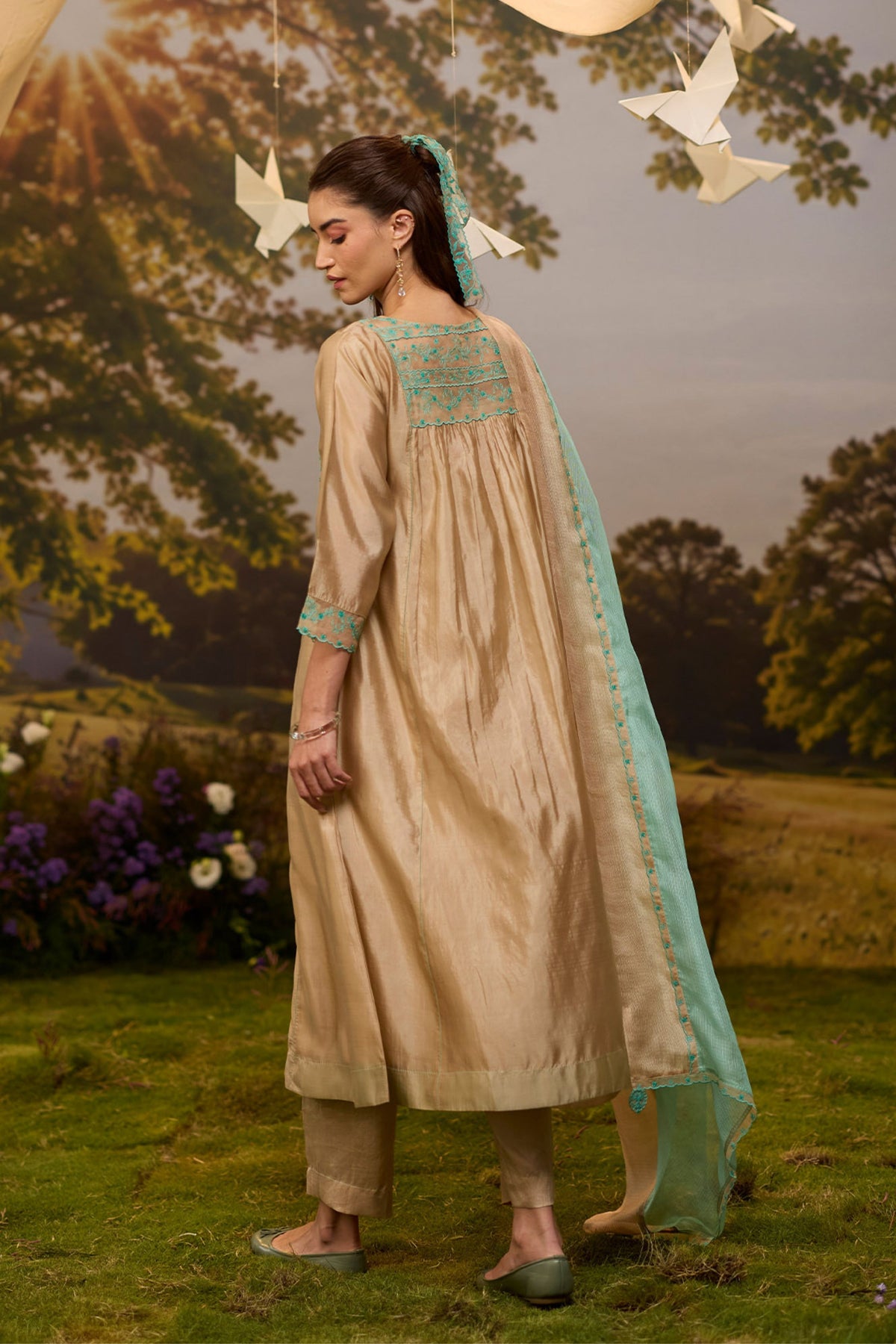 Woodland Stories Embroidered Beige Kurta Set