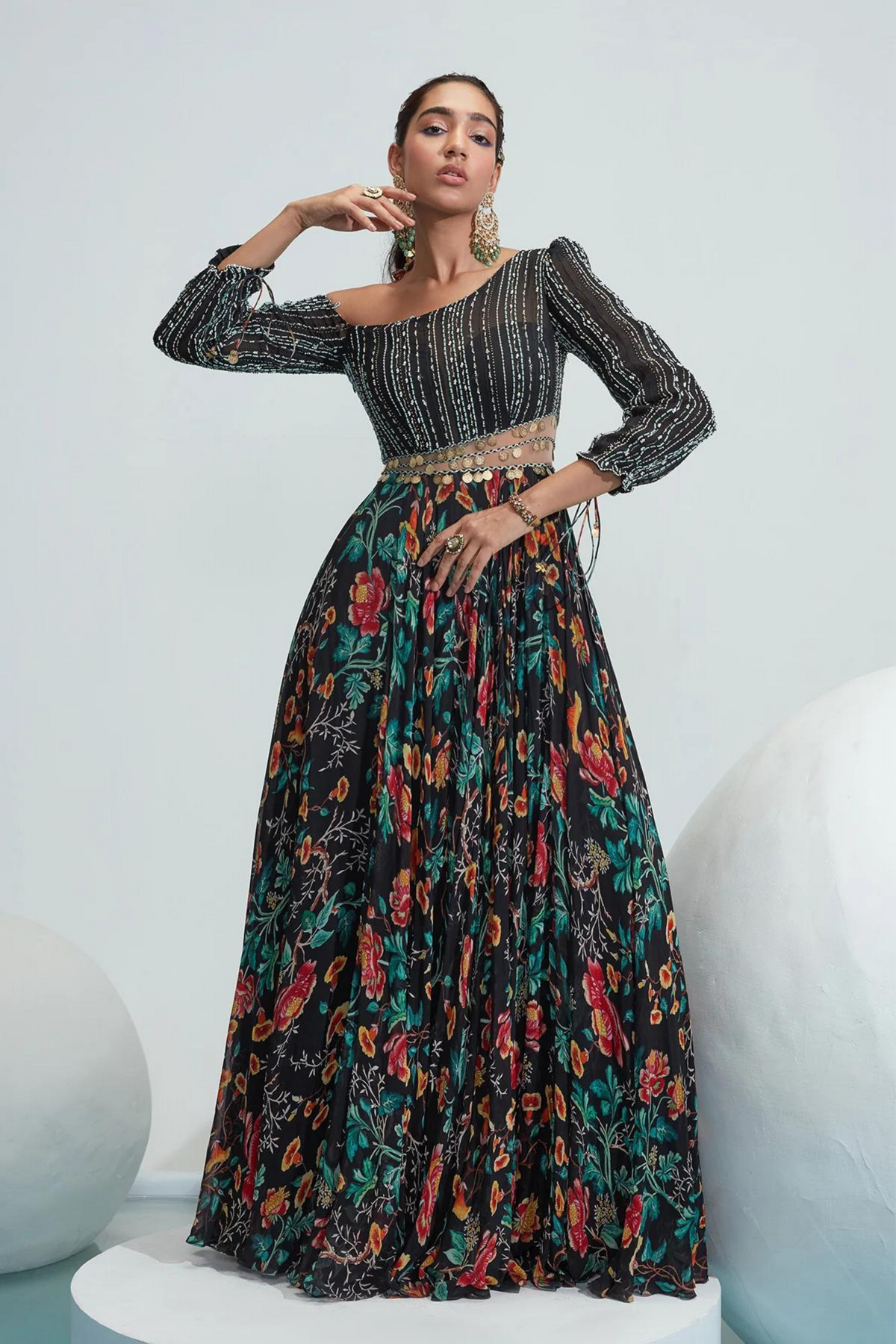 Murad Black Embroidered Anarkali