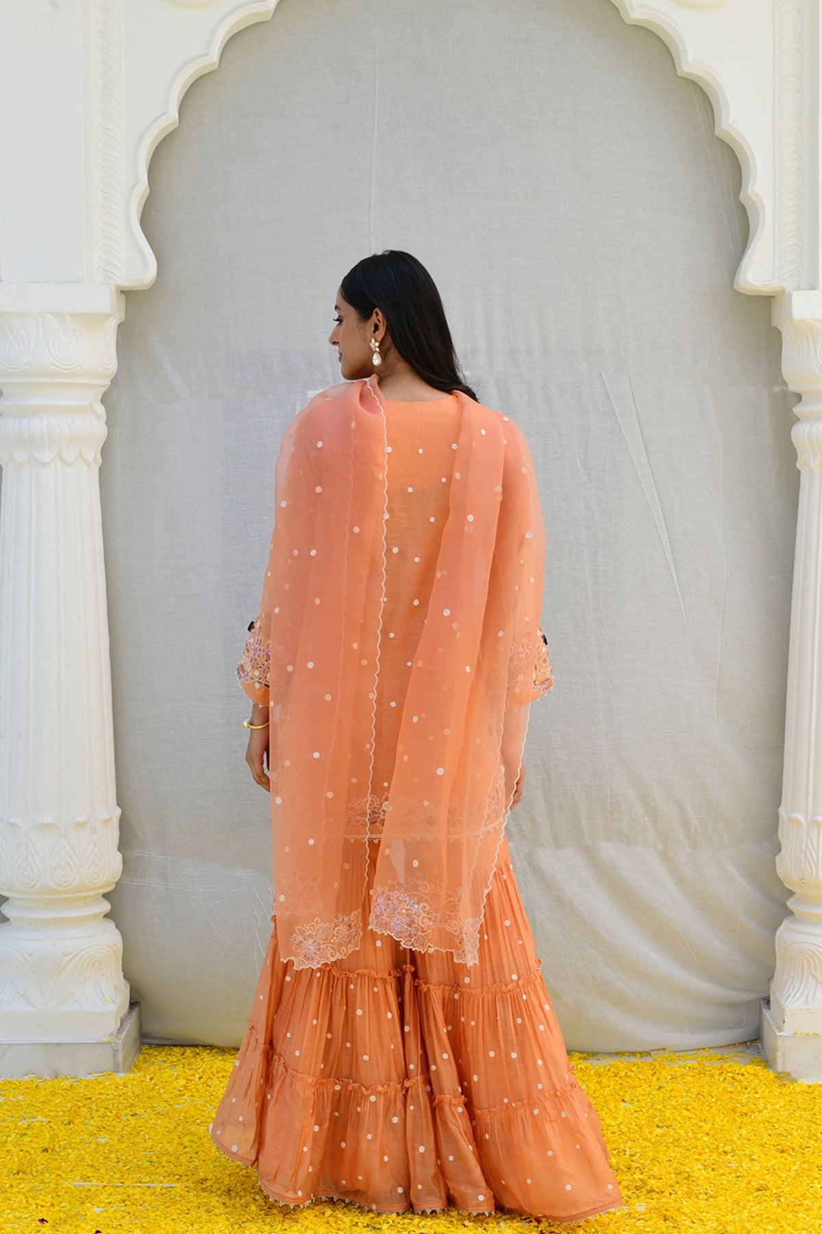 Peach Reef Light Sharara set