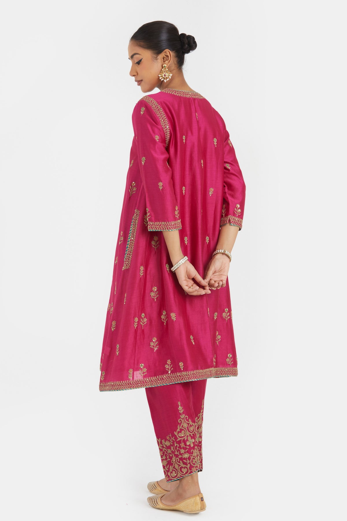 Fuchsia A-line Kurta Set