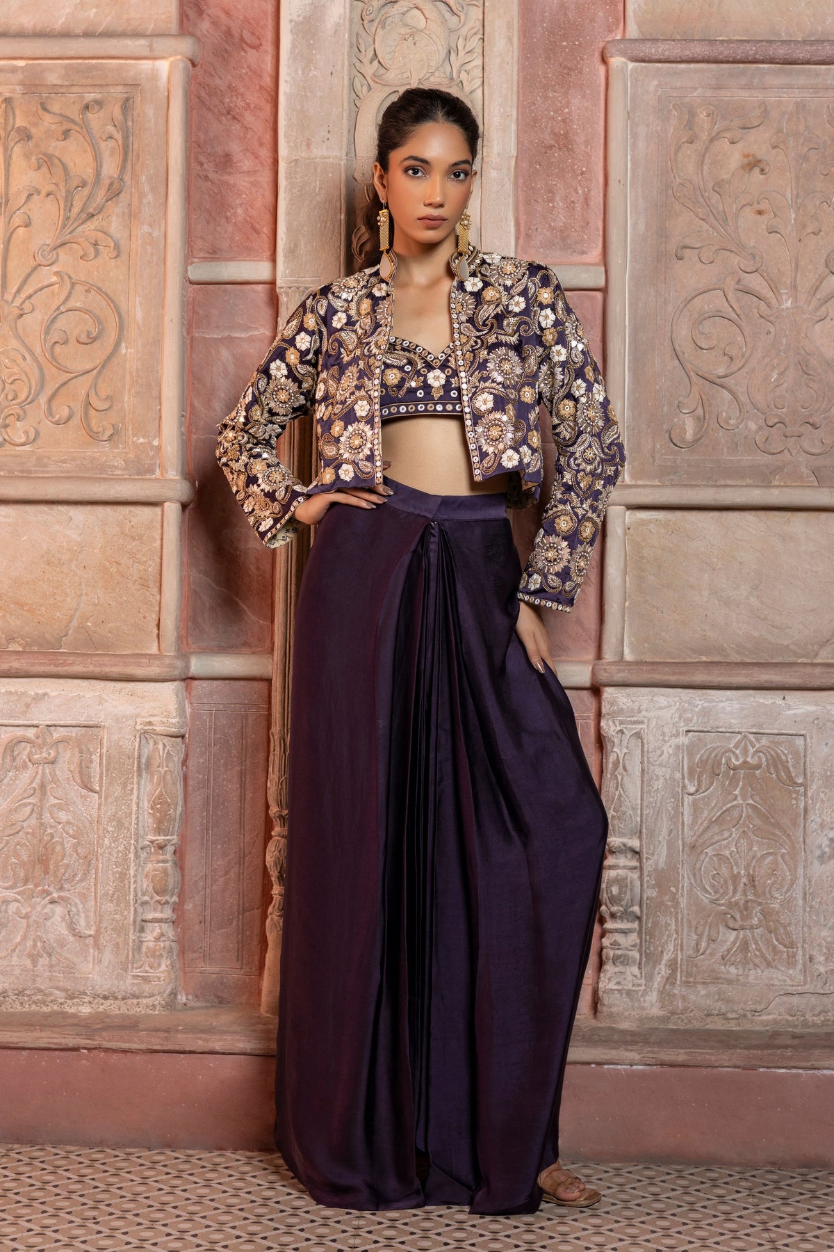 Embroidered Jacket Set