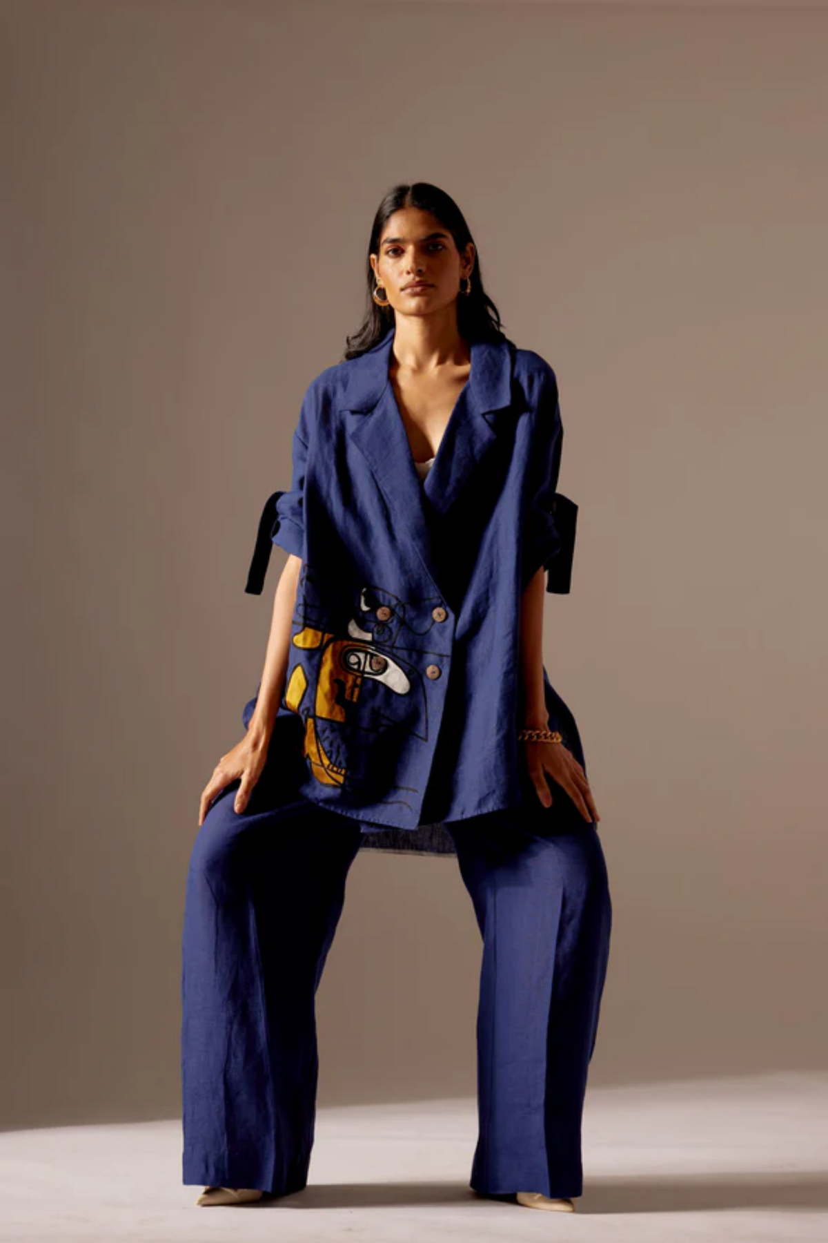 Blue Oversized Jacket Set